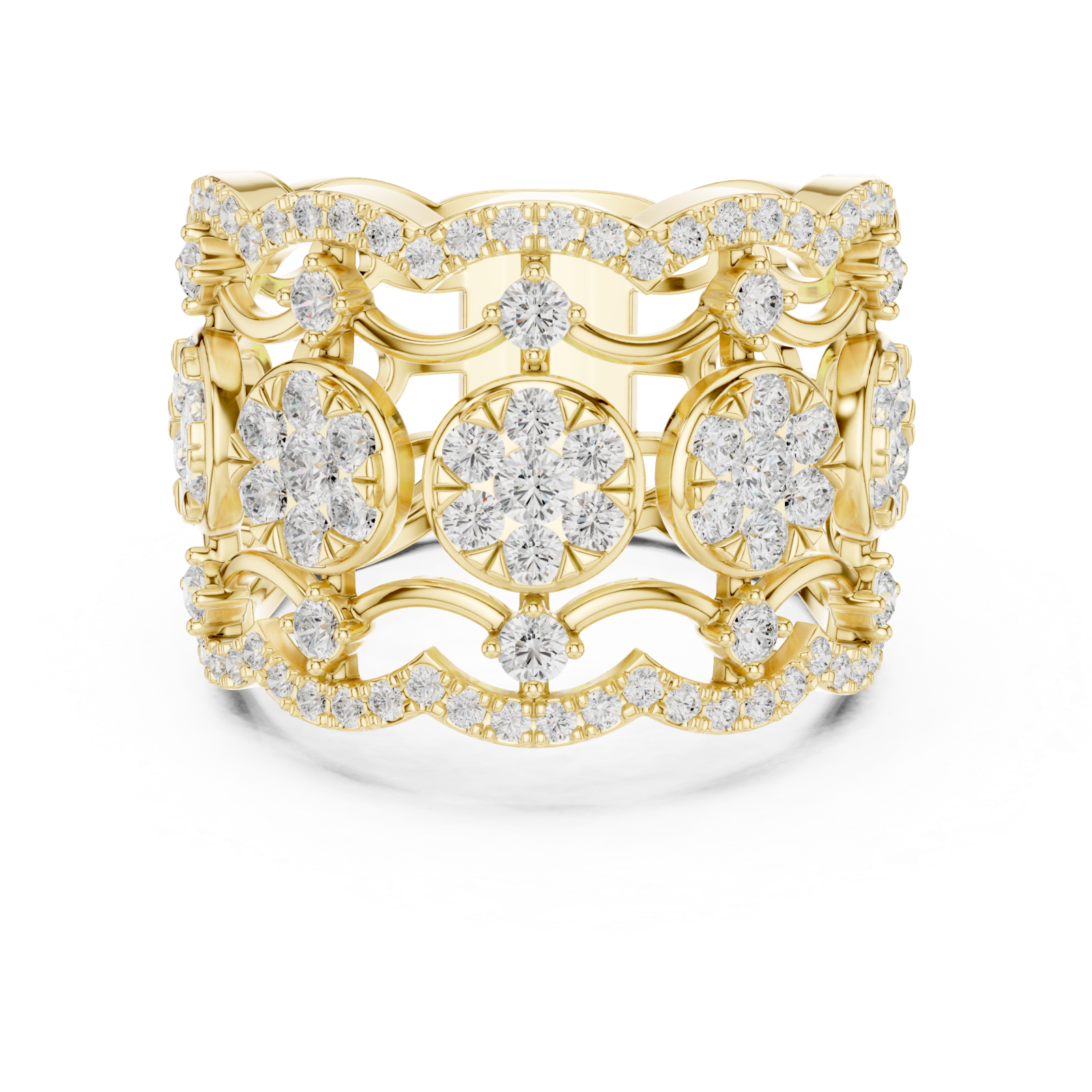  Gold Celestial Blossom Band Ring Front View