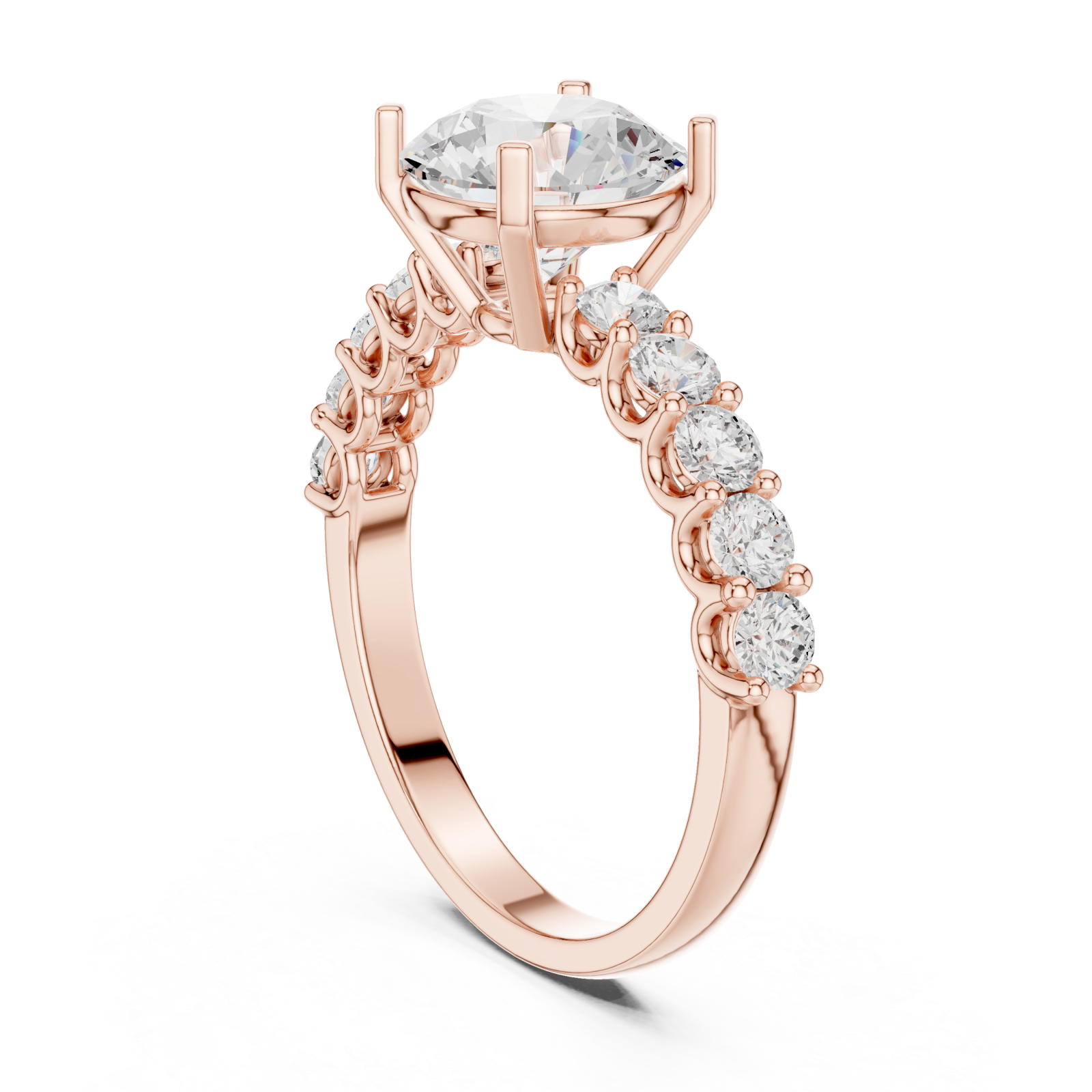  Rose Gold Radiant Aurora Halo Ring Left View