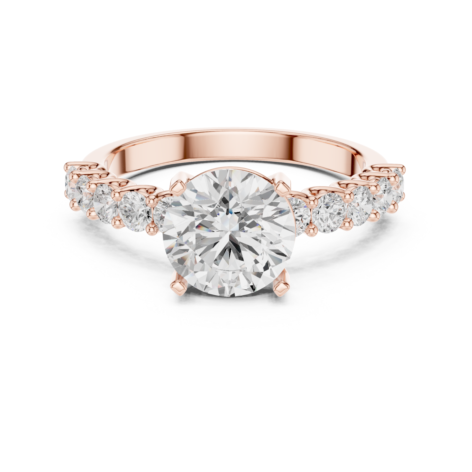  Rose Gold Radiant Aurora Halo Ring Front View
