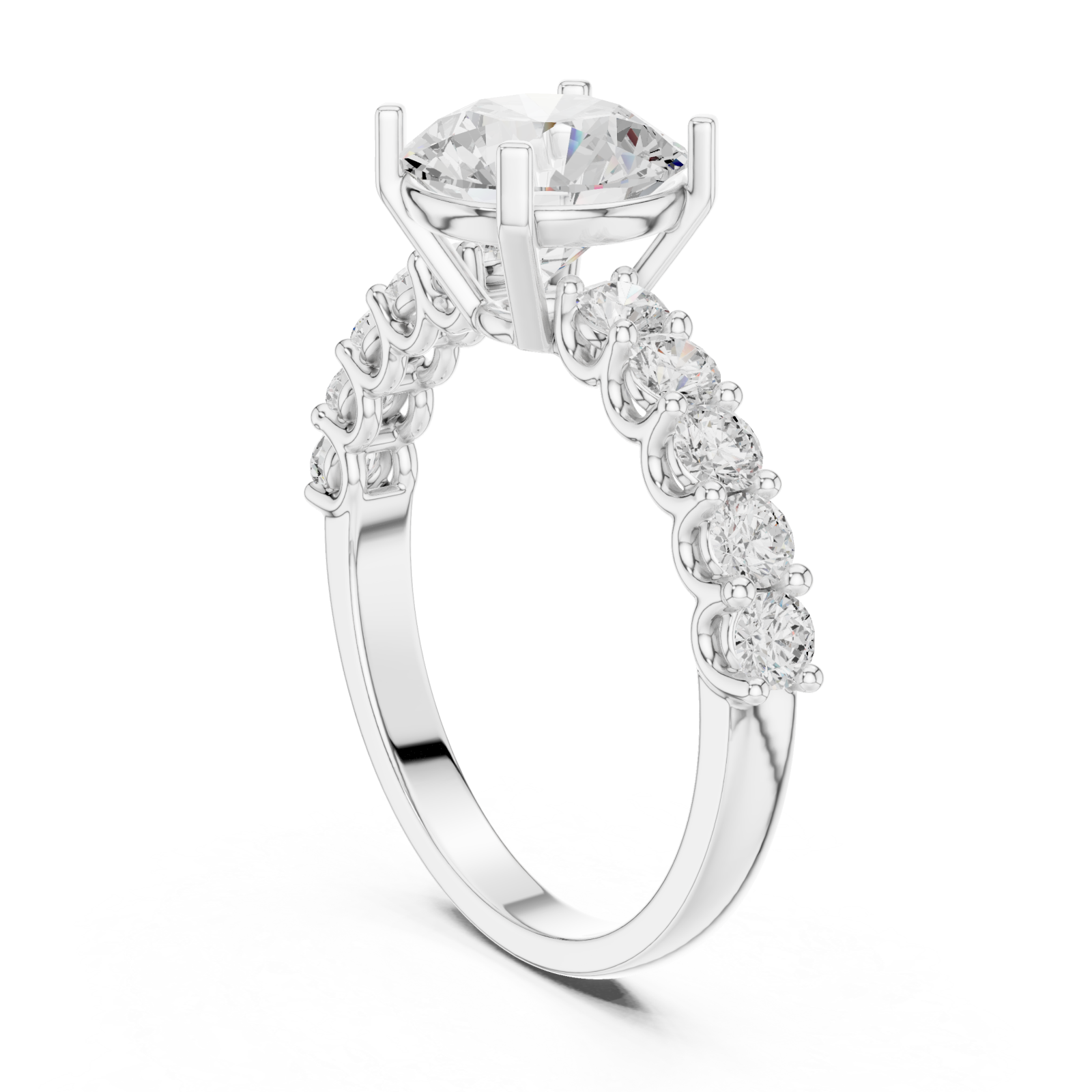  White Gold Radiant Aurora Halo Ring Left View