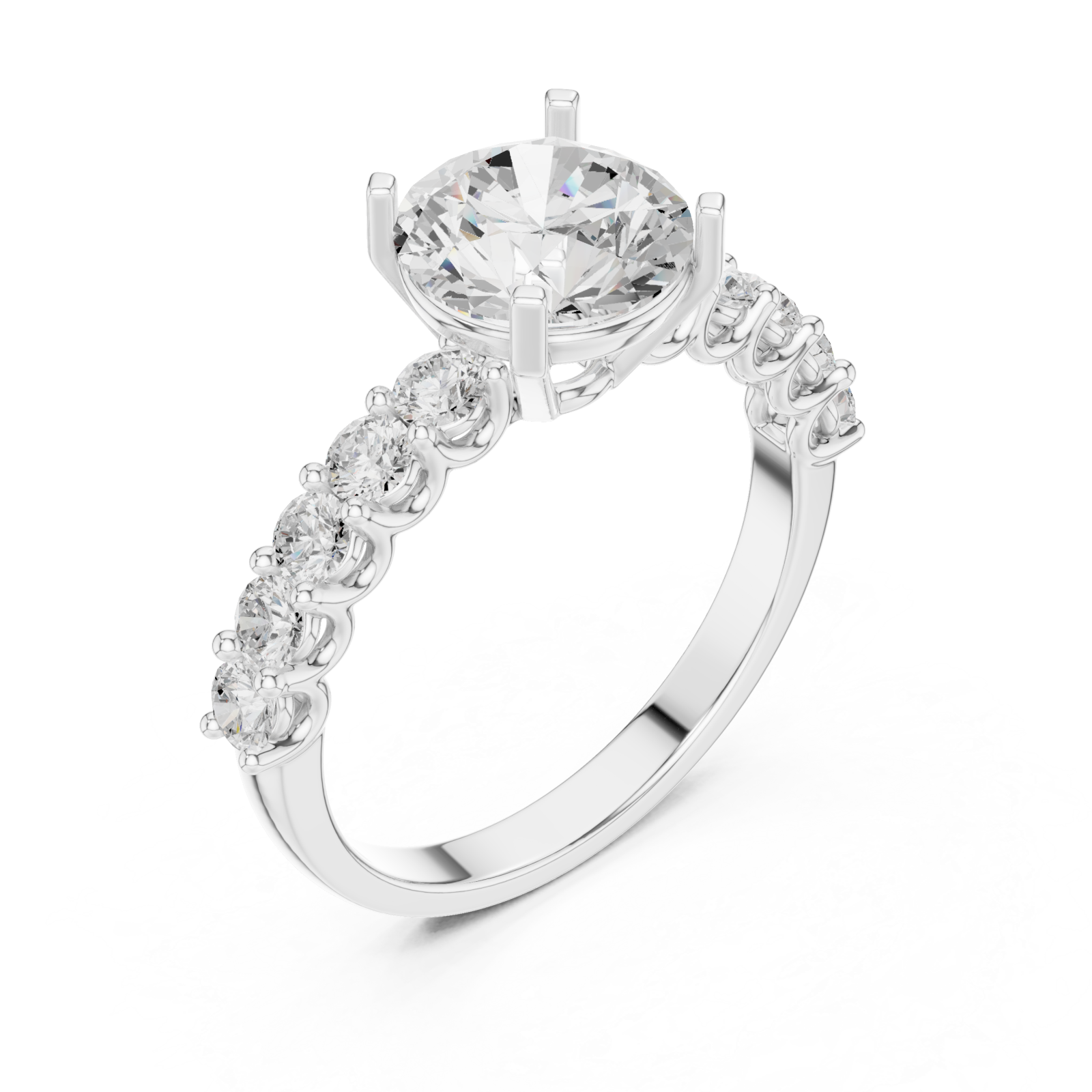  White Gold Radiant Aurora Halo Ring Right View