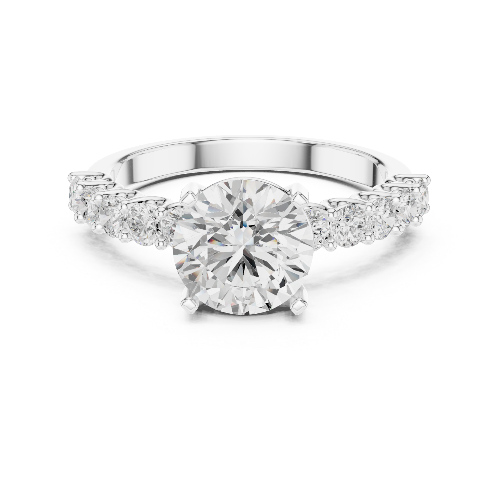  White Gold Radiant Aurora Halo Ring Front View