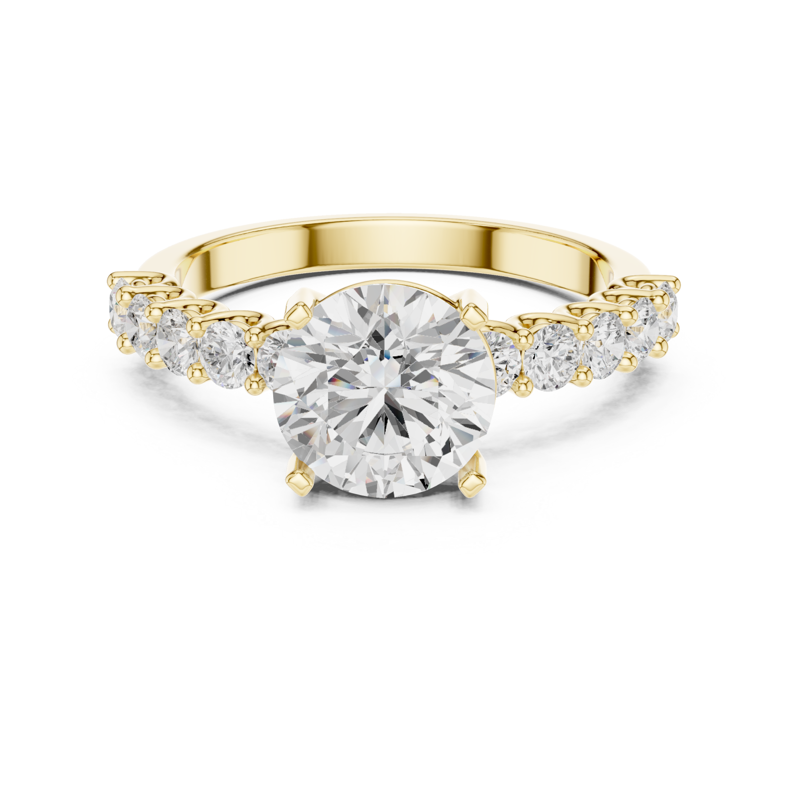  Gold Radiant Aurora Halo Ring Front View