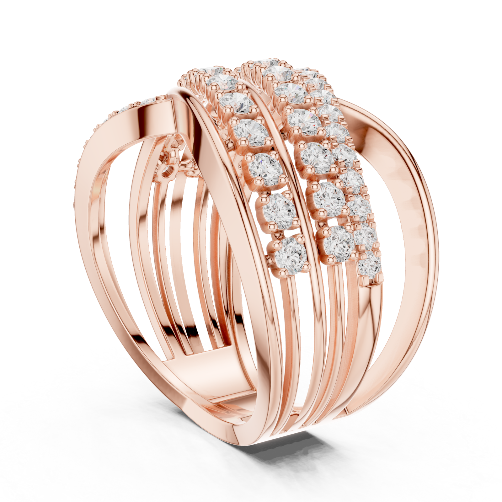  Rose Gold Celestial Radiance Band Ring Left View