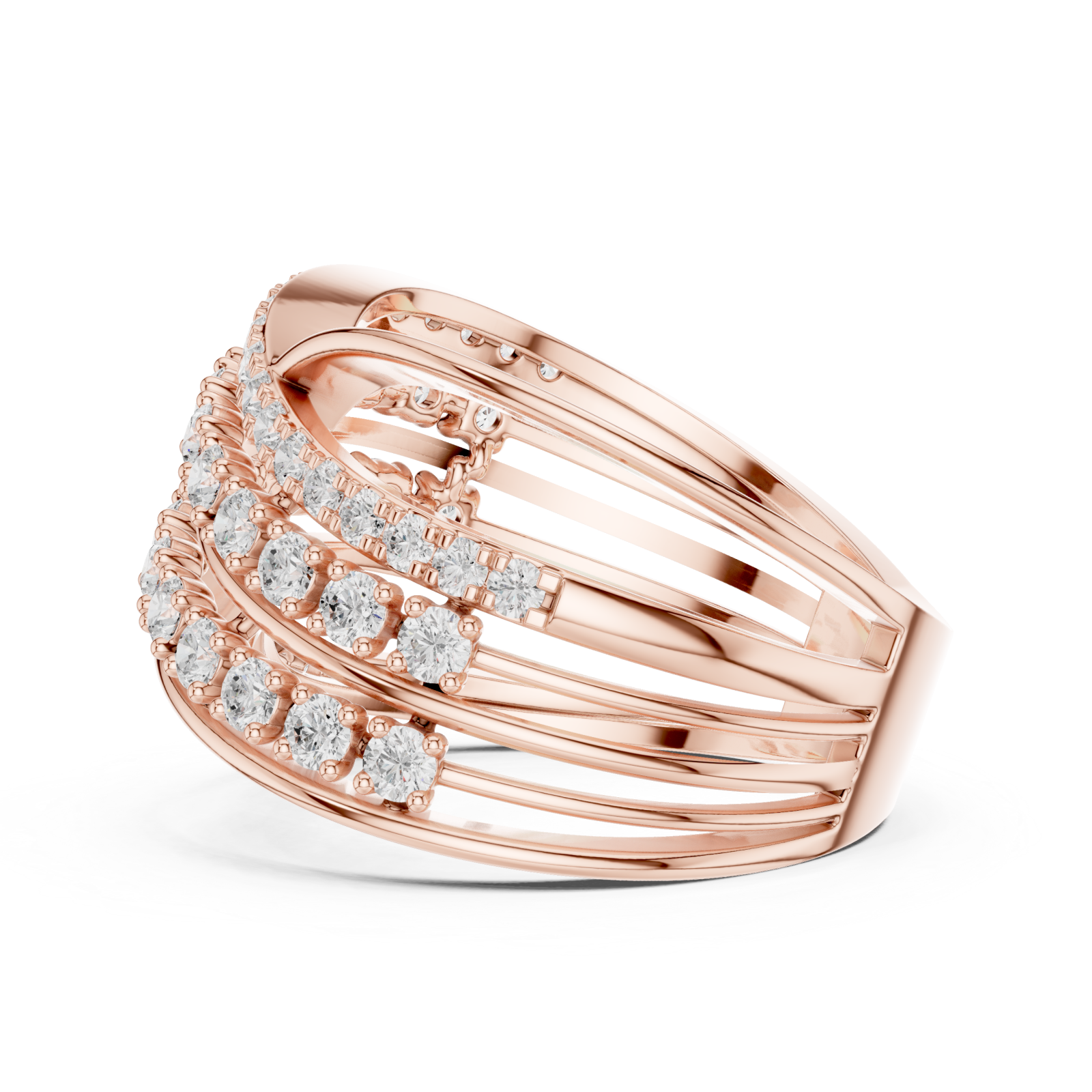  Rose Gold Celestial Radiance Band Ring Side View