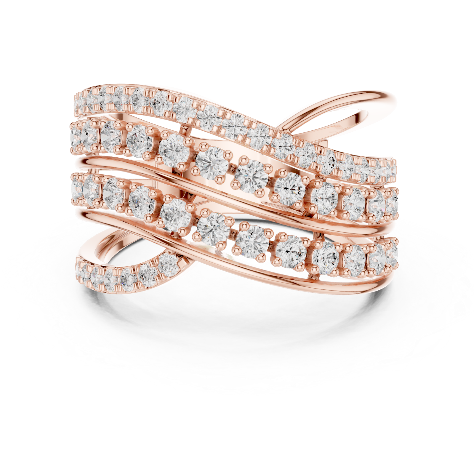  Rose Gold Celestial Radiance Band Ring Front View