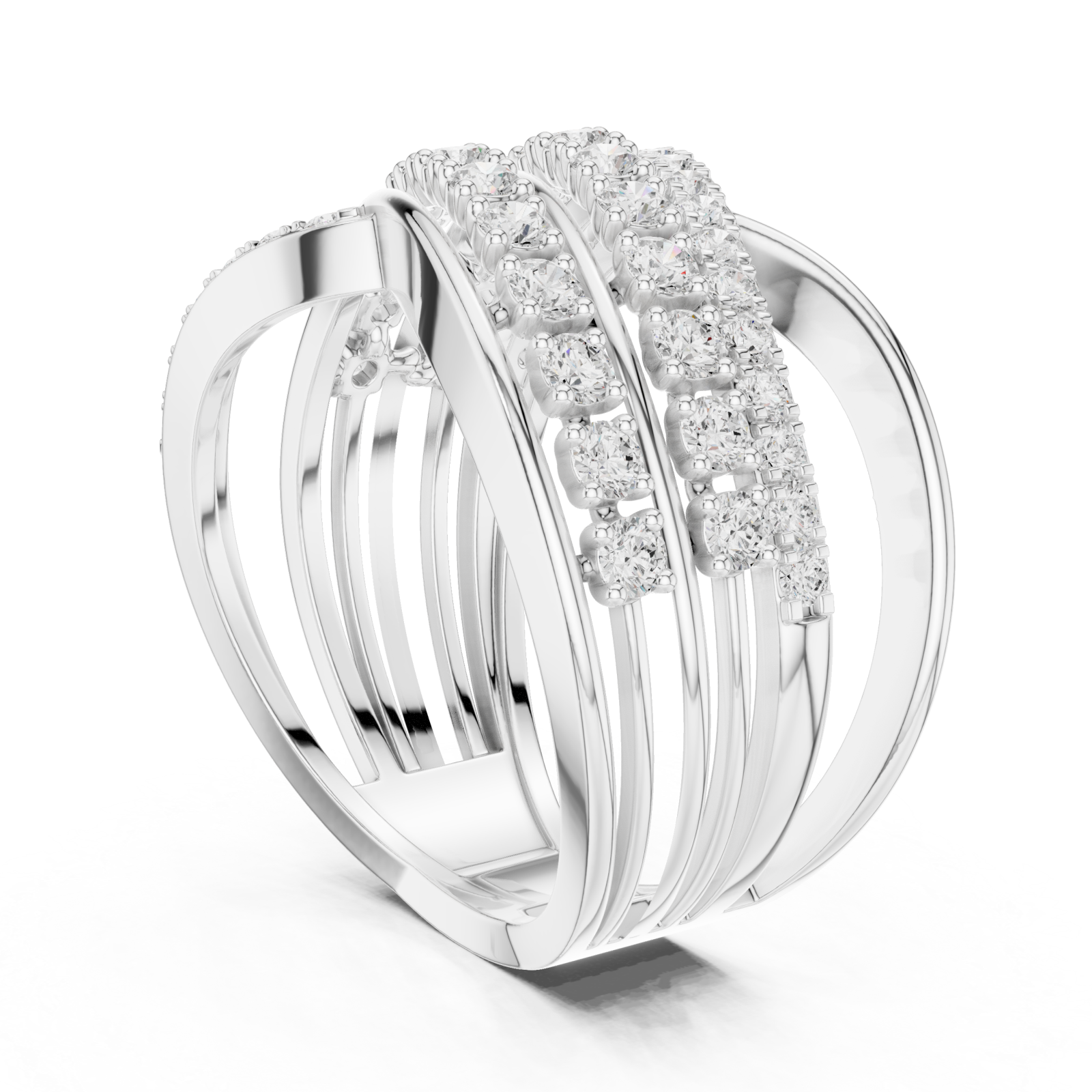  White Gold Celestial Radiance Band Ring Left View