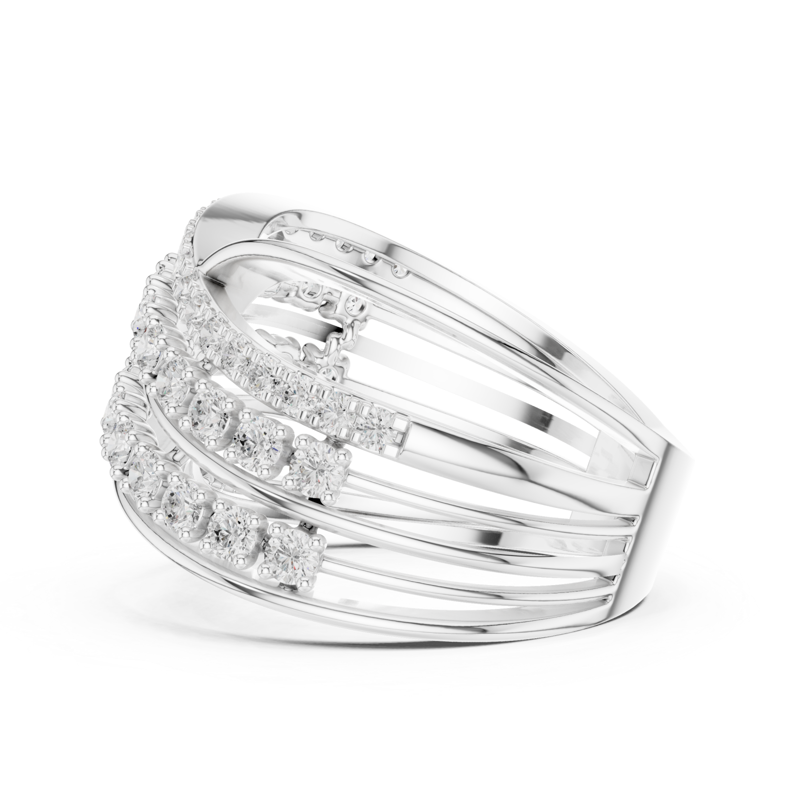  White Gold Celestial Radiance Band Ring Side View