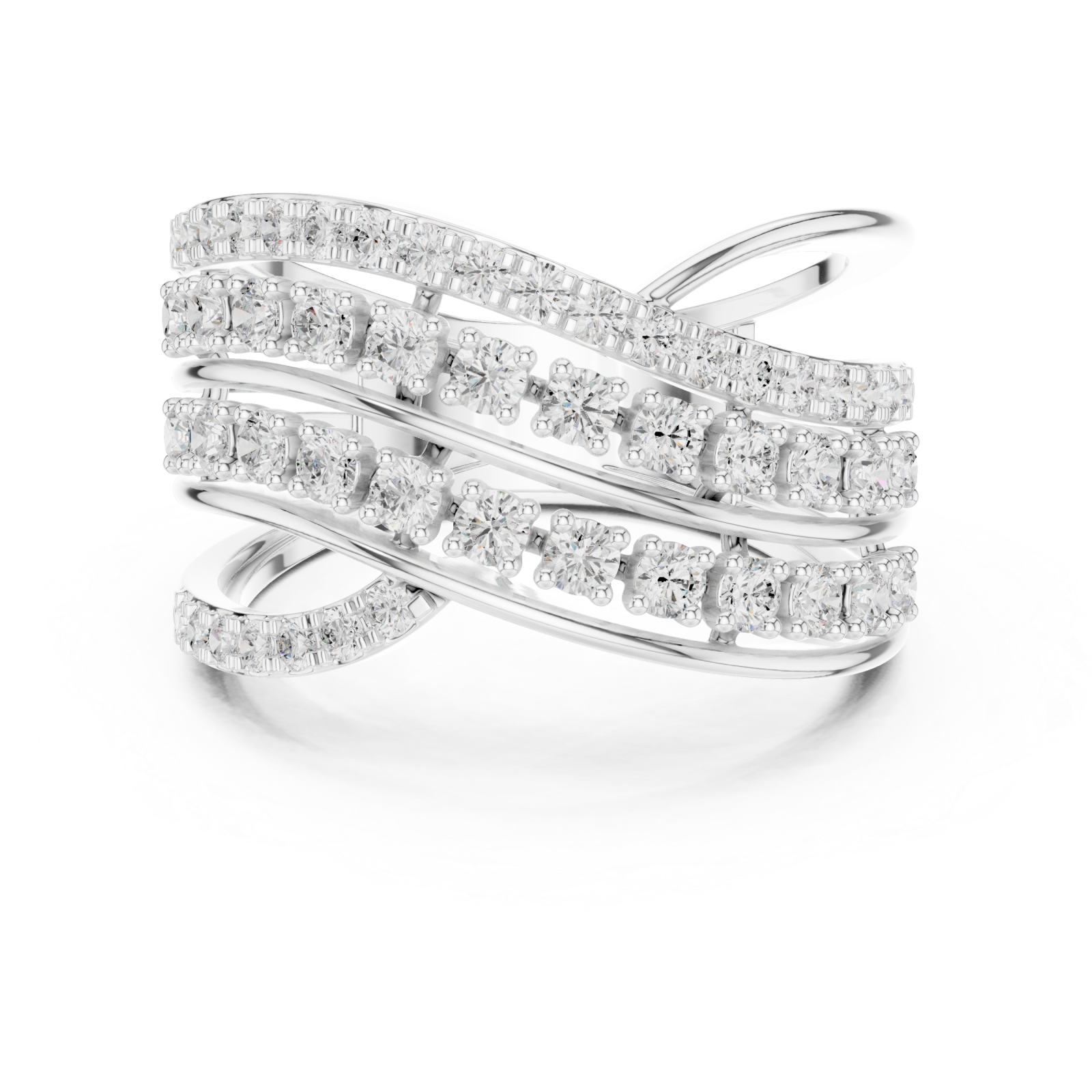  White Gold Celestial Radiance Band Ring Front View