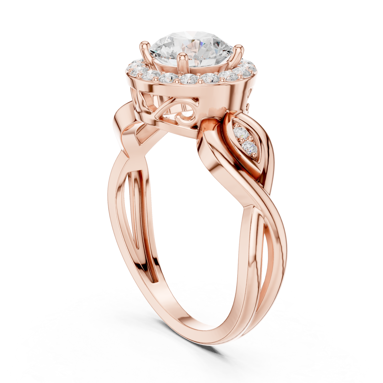  Rose Gold Radiant Infinity Halo Ring Left View
