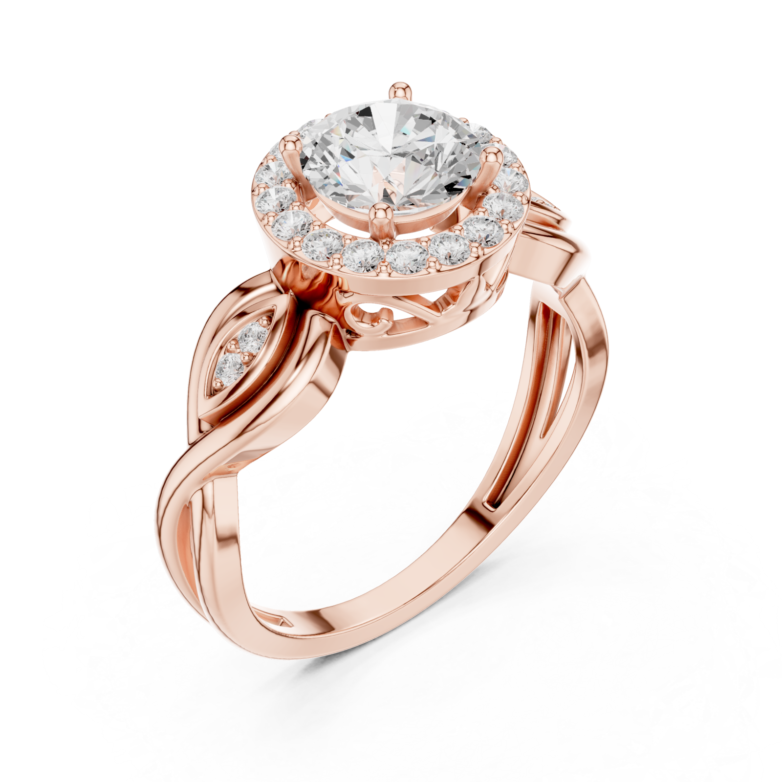  Rose Gold Radiant Infinity Halo Ring Right View
