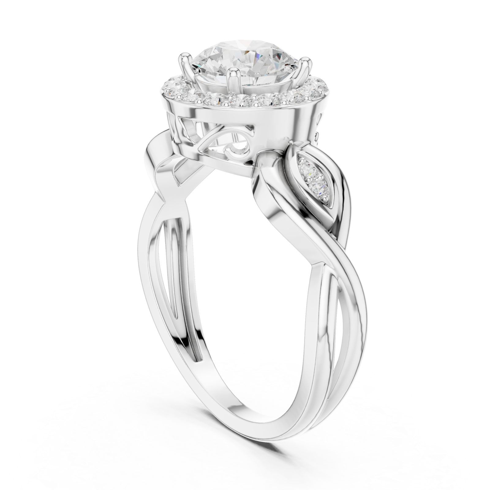  White Gold Radiant Infinity Halo Ring Left View