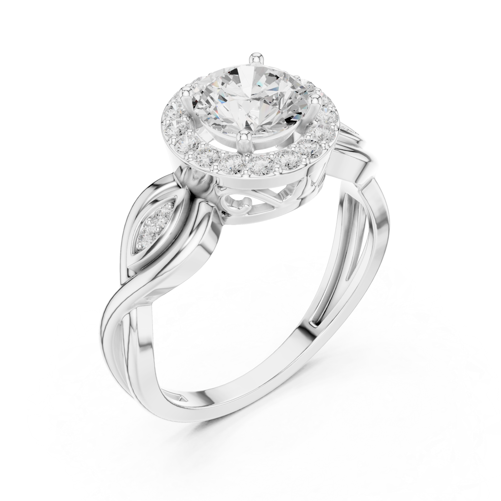  White Gold Radiant Infinity Halo Ring Right View