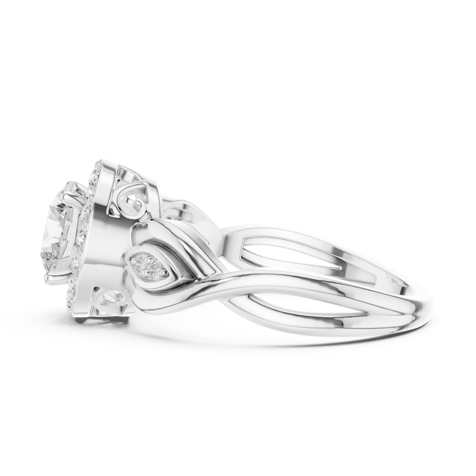  White Gold Radiant Infinity Halo Ring Side View