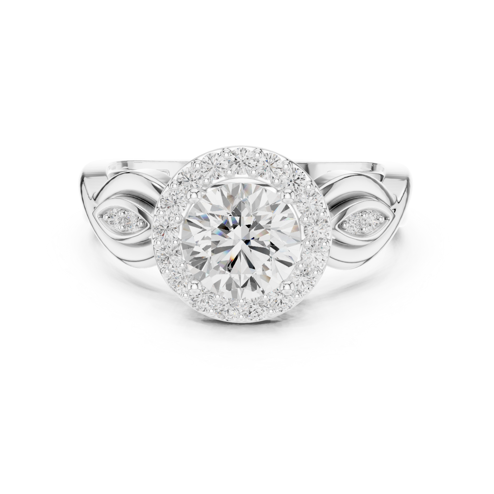  White Gold Radiant Infinity Halo Ring Front View