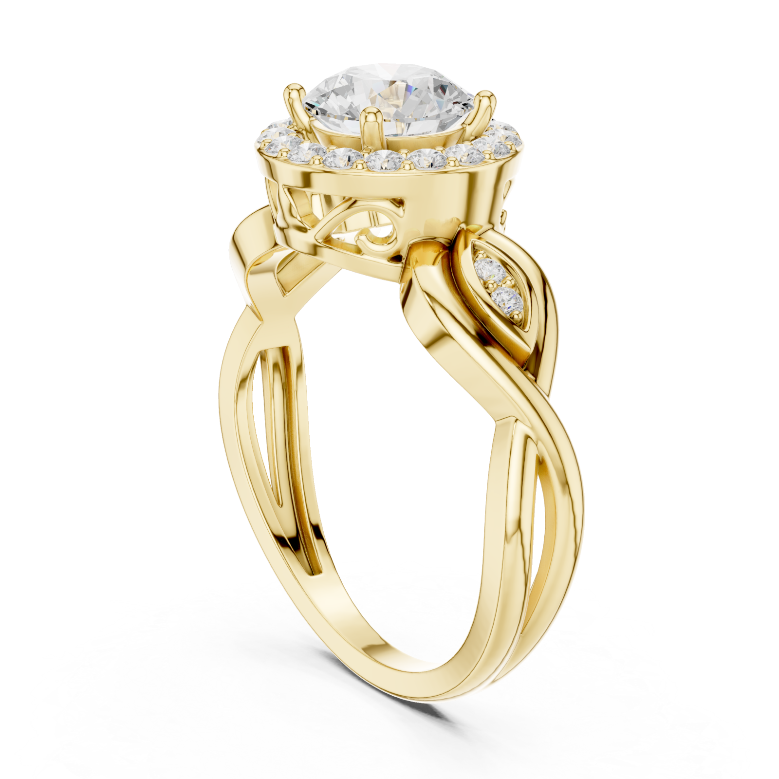  Gold Radiant Infinity Halo Ring Left View