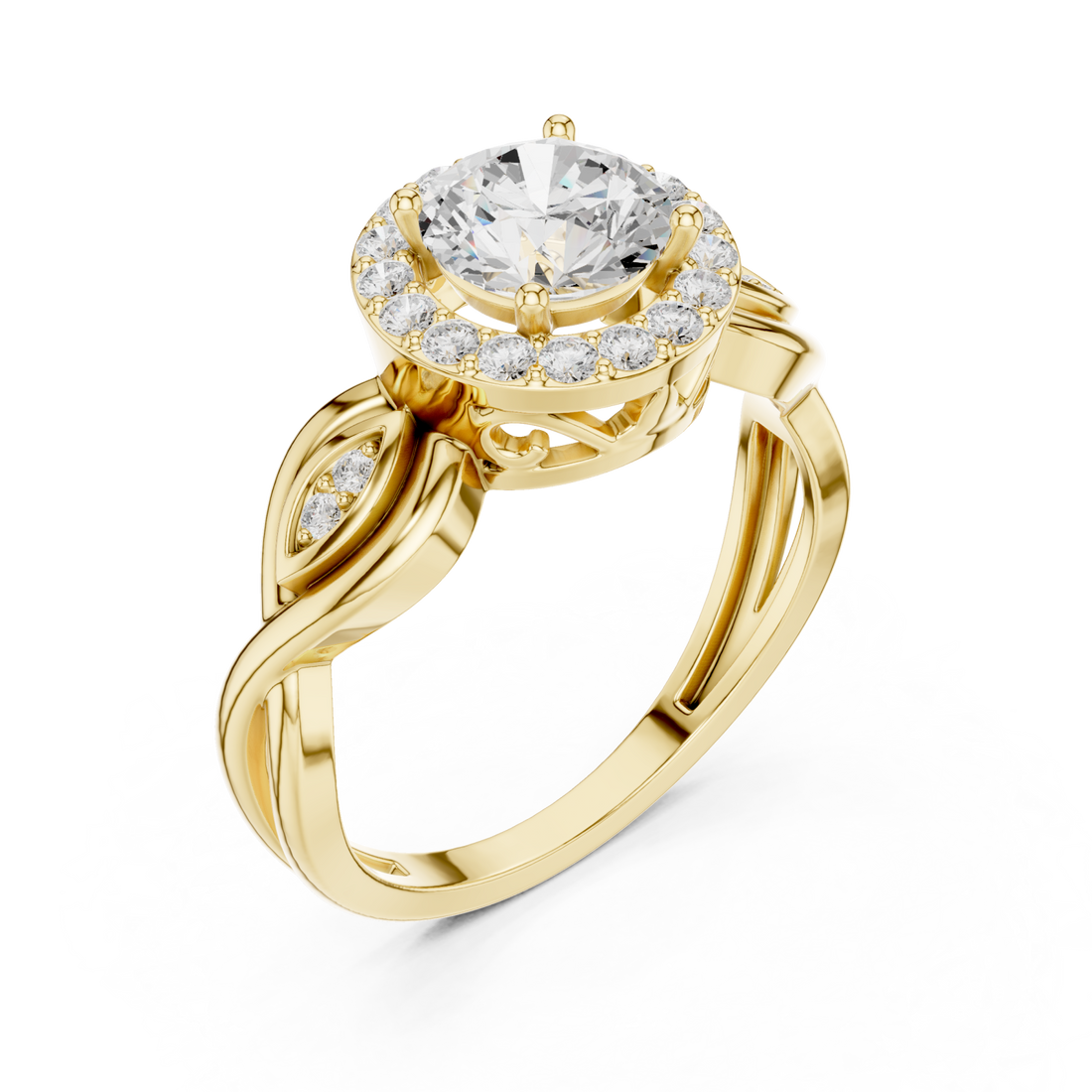 Gold Radiant Infinity Halo Ring Right View