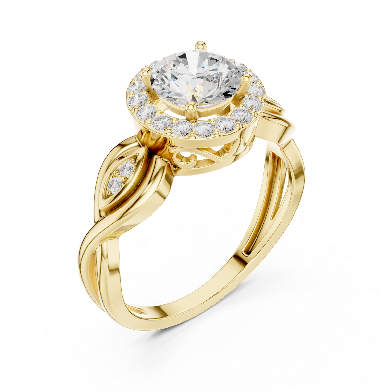 Gold Radiant Infinity Halo Ring Right View