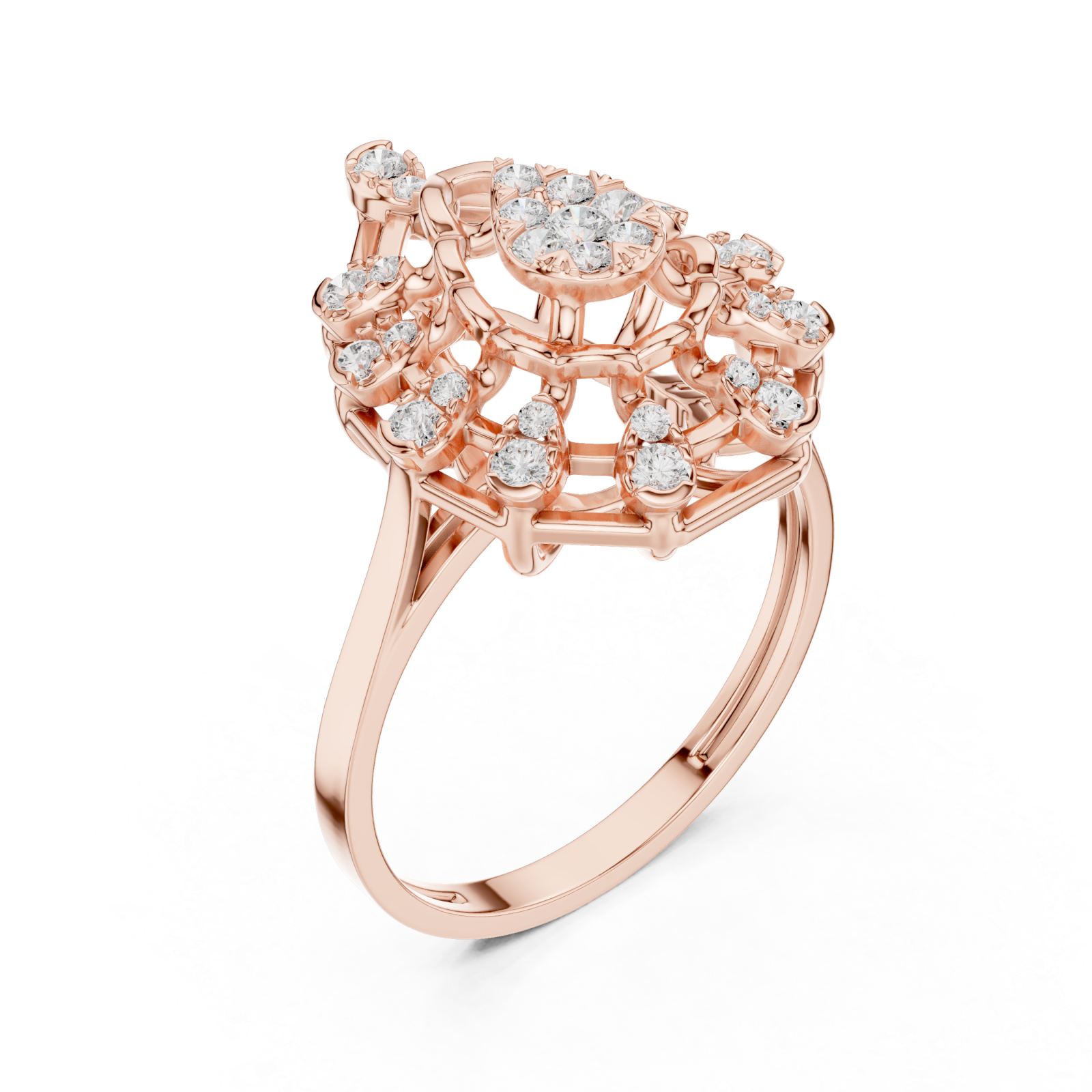  Rose Gold Lustre Petal Cascade Ring Right View
