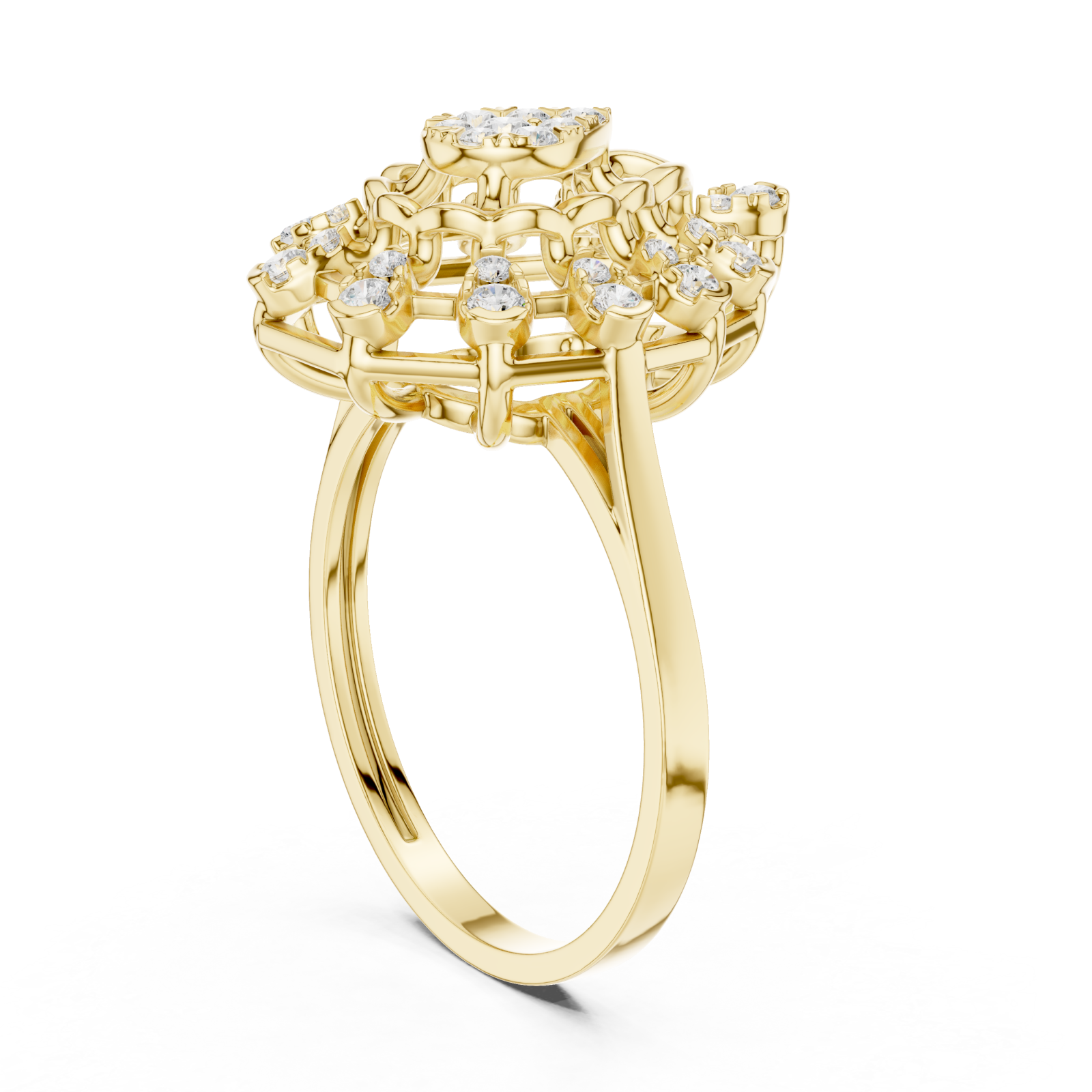  Gold Lustre Petal Cascade Ring Left View