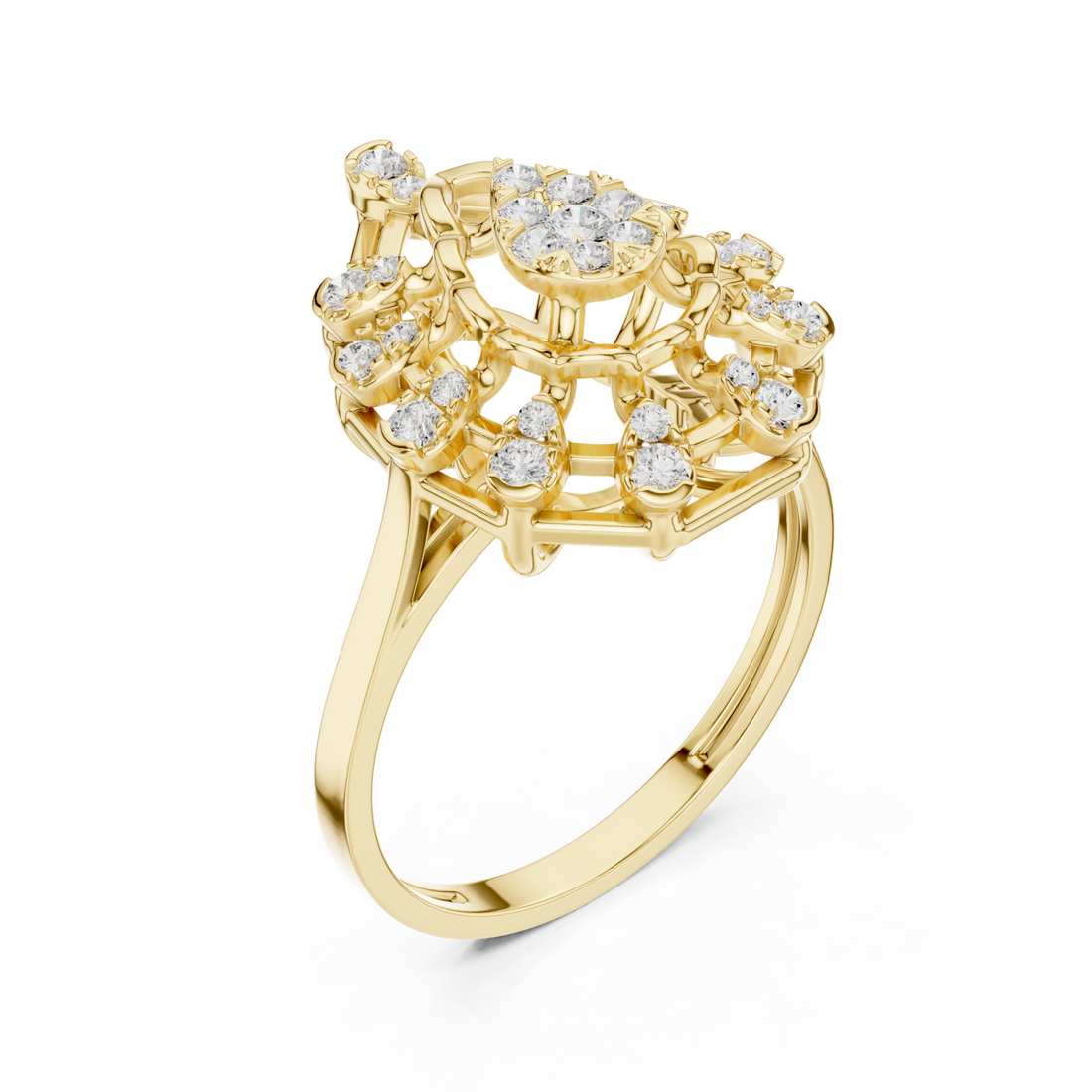 Gold Lustre Petal Cascade Ring Right View