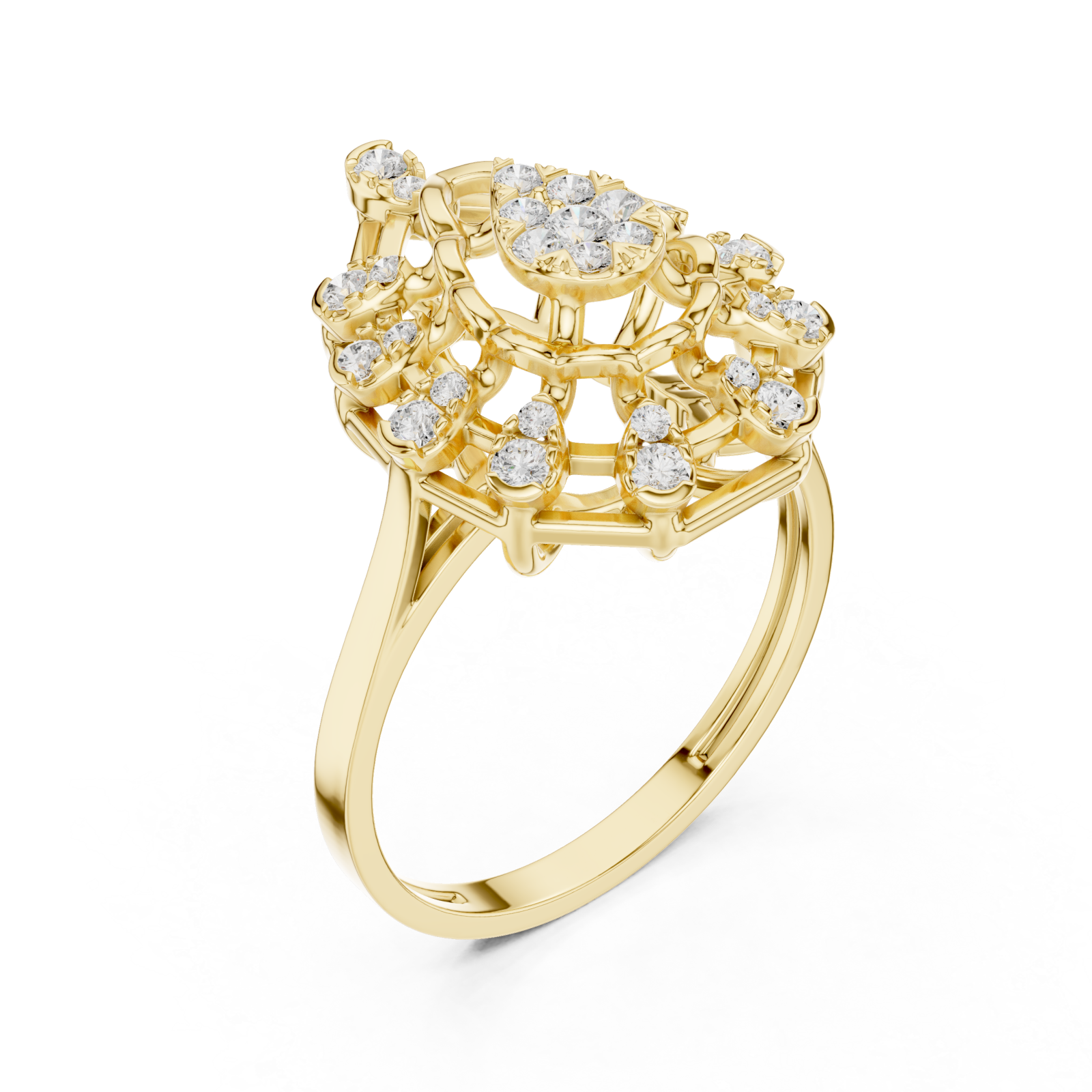 Gold Lustre Petal Cascade Ring Right View