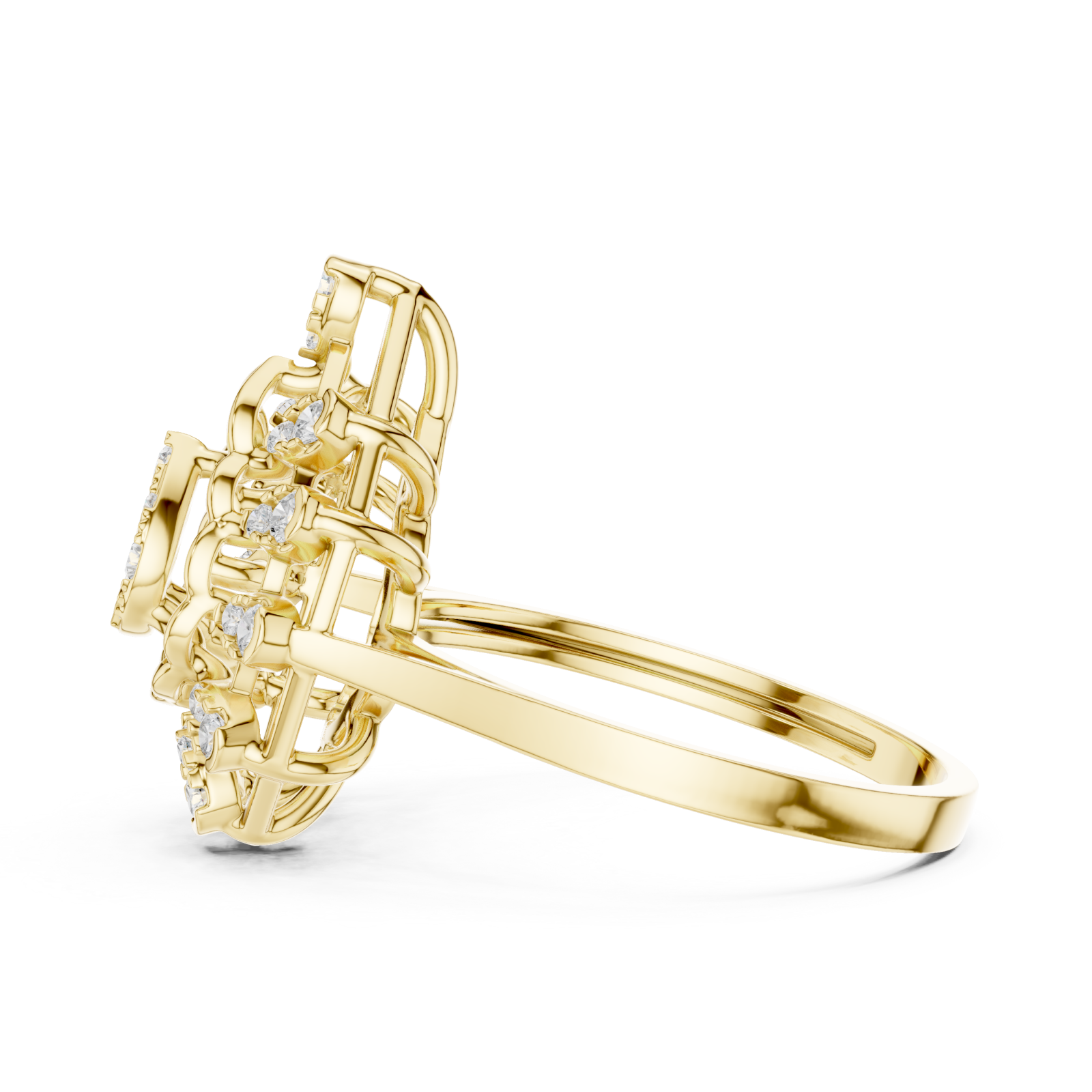  Gold Lustre Petal Cascade Ring Side View