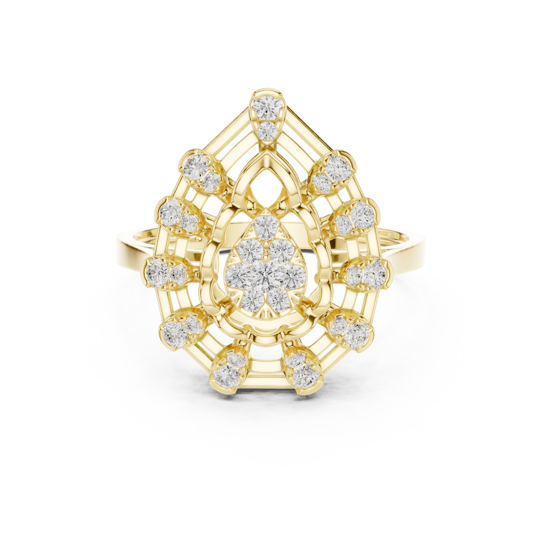 Gold Lustre Petal Cascade Ring Right View