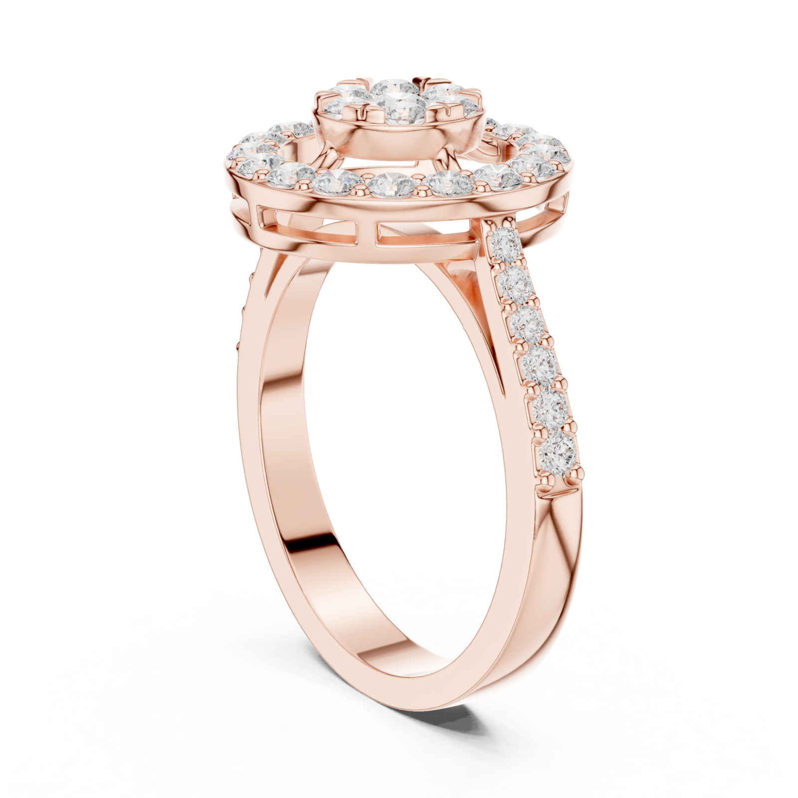  Rose Gold Stellar Halo Radiance Ring Left View