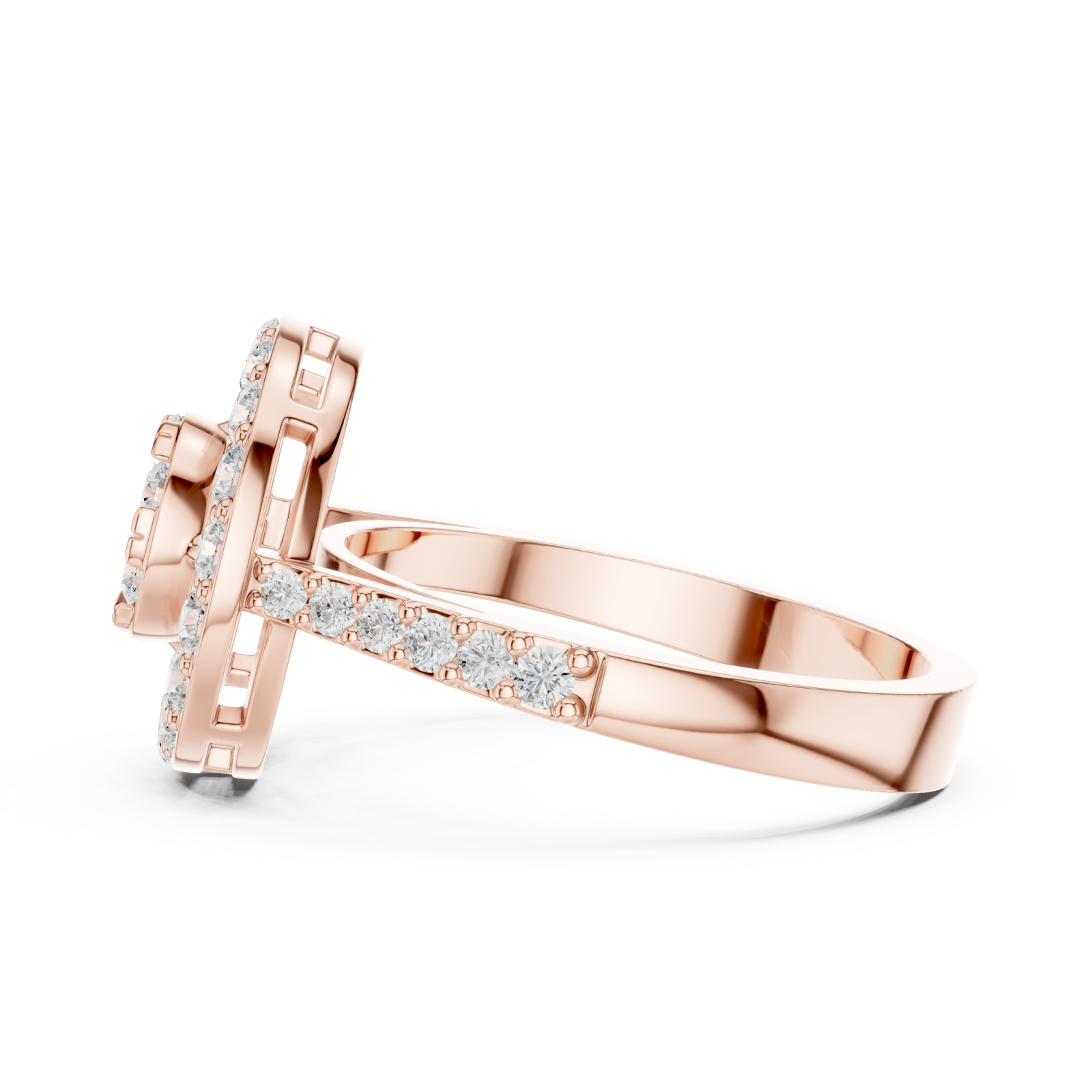  Rose Gold Stellar Halo Radiance Ring Side View