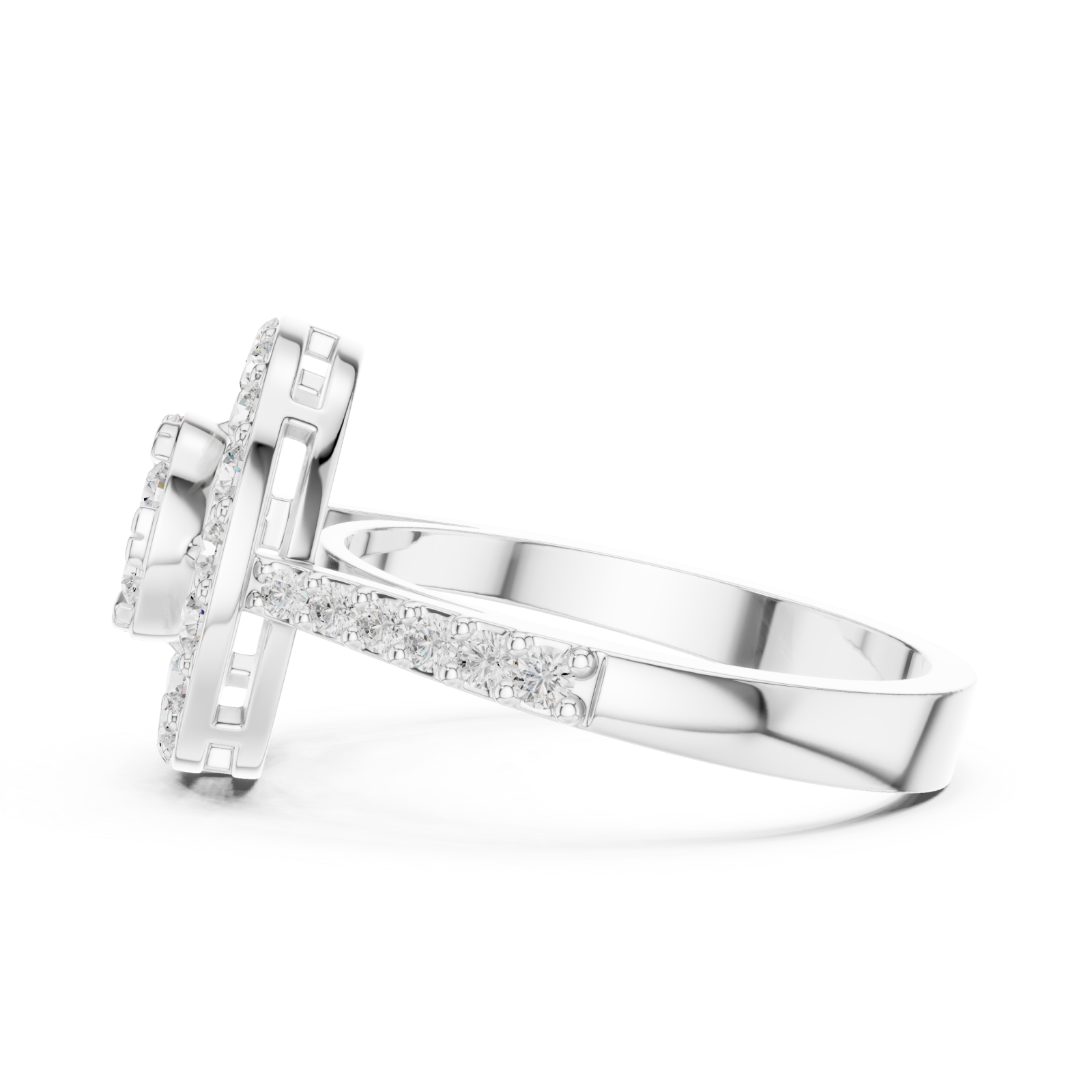  White Gold Stellar Halo Radiance Ring Side View