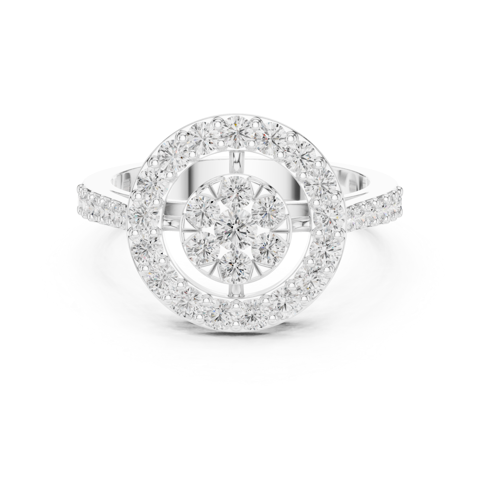  White Gold Stellar Halo Radiance Ring Front View