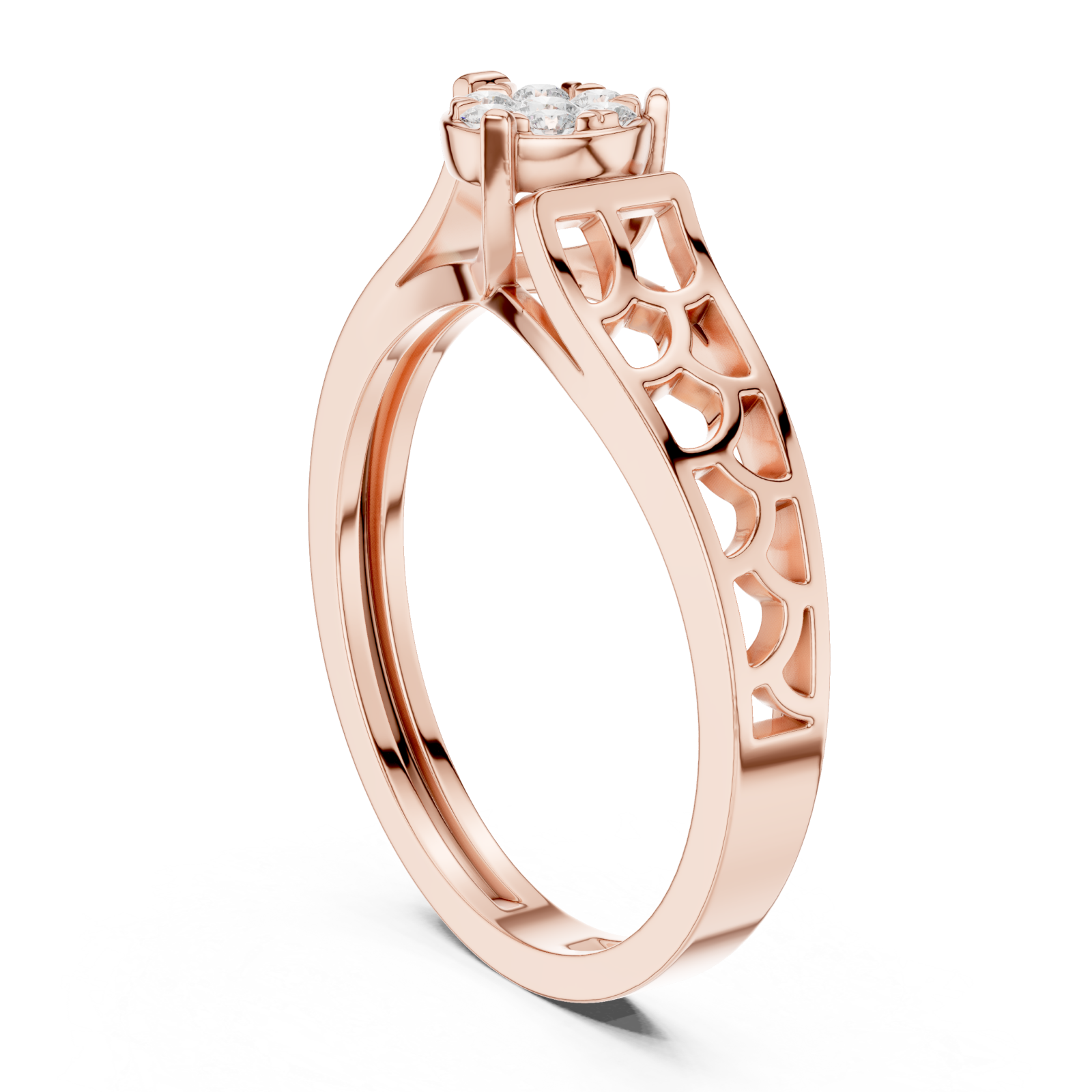  Rose Gold Floral Whisper Band Ring Left View