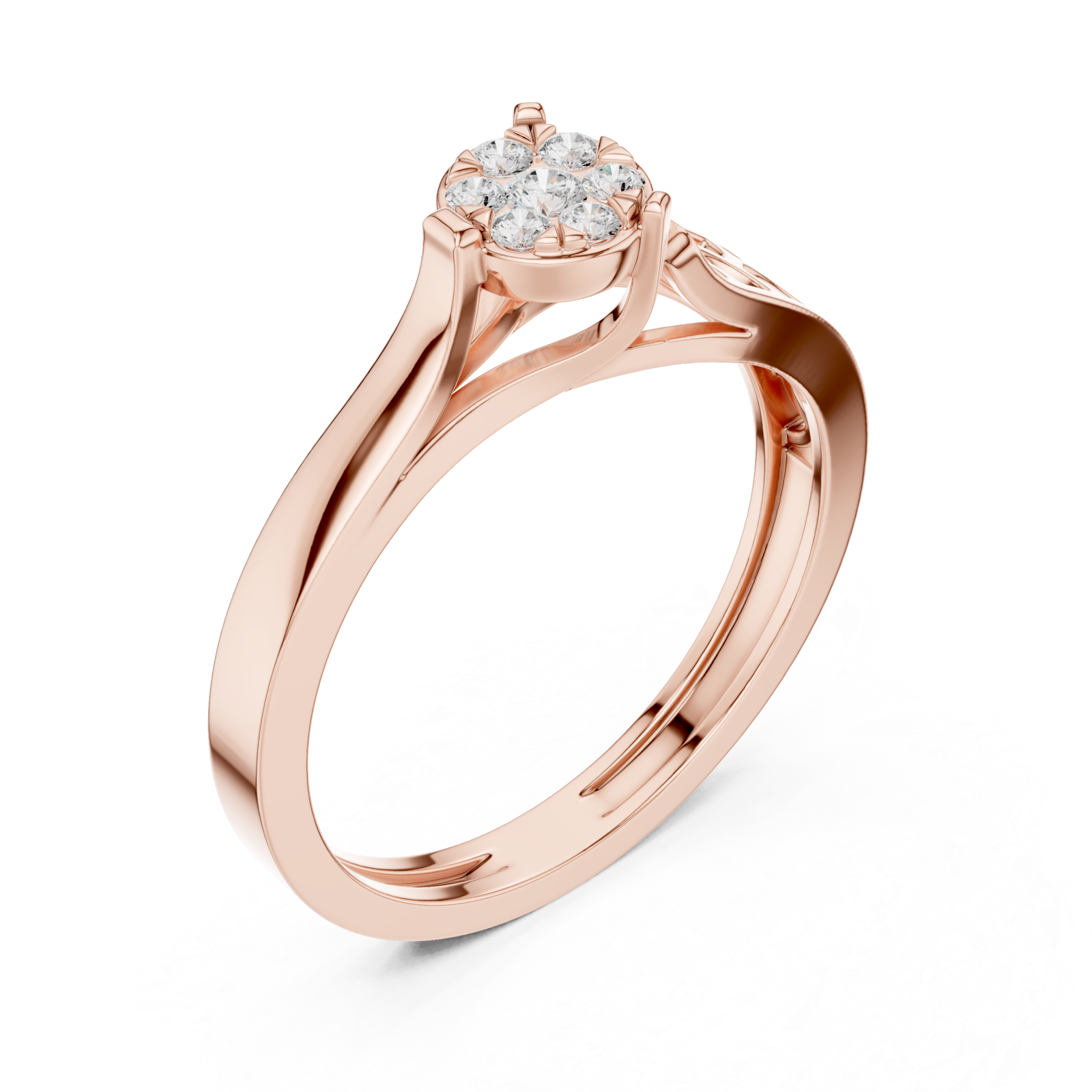  Rose Gold Floral Whisper Band Ring Right View