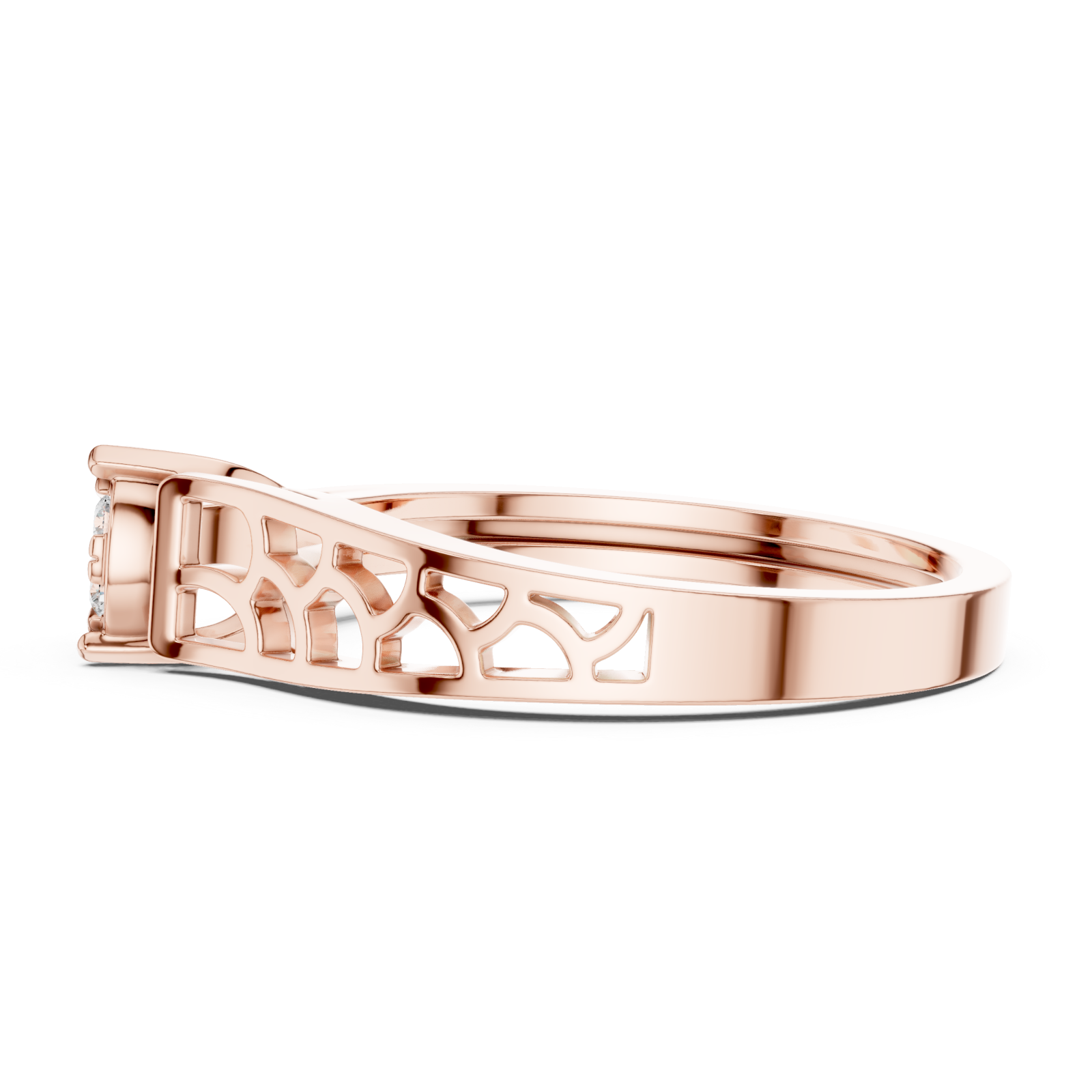  Rose Gold Floral Whisper Band Ring Side View