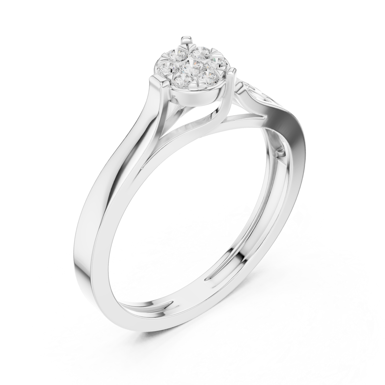  White Gold Floral Whisper Band Ring Right View