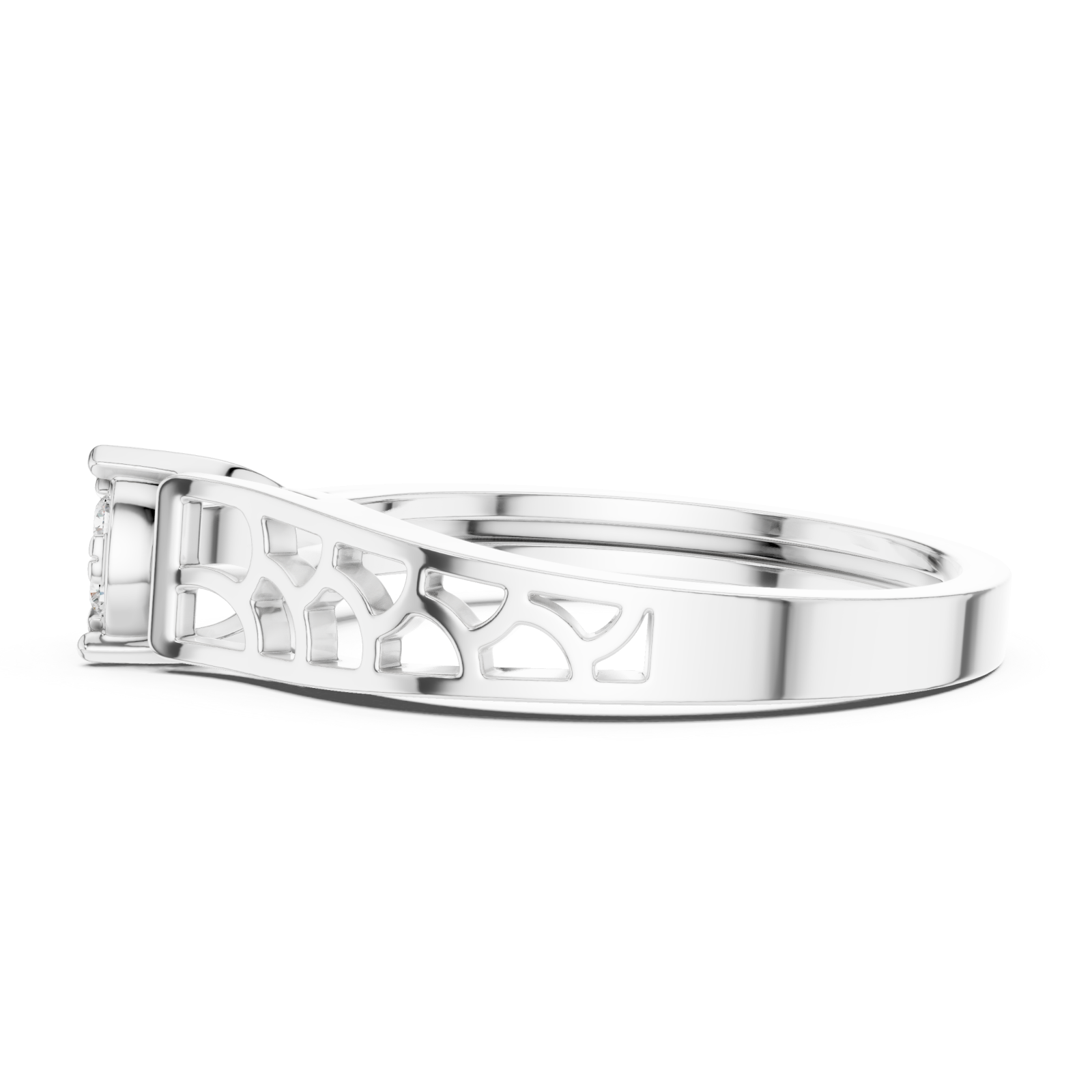  White Gold Floral Whisper Band Ring Side View