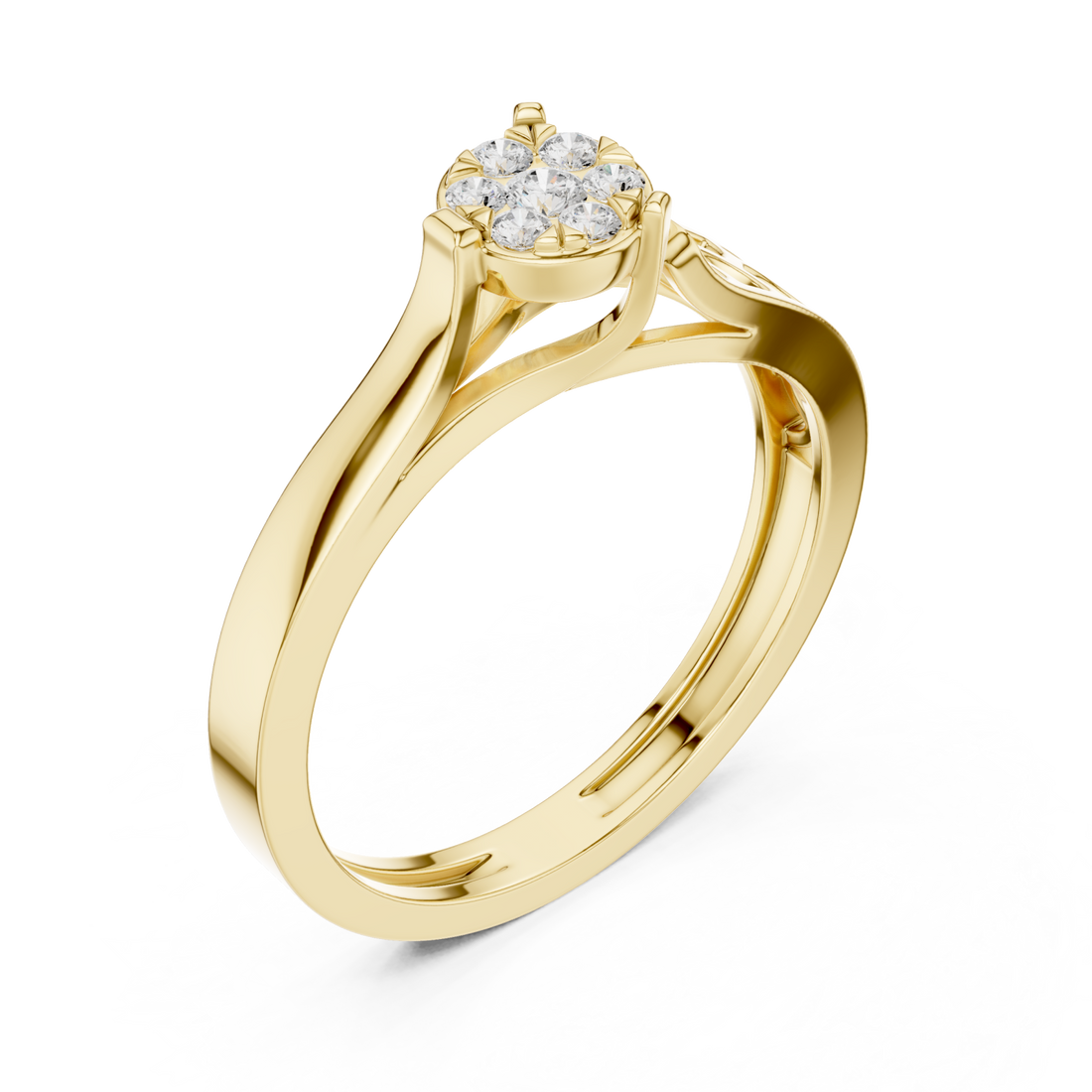 Gold Floral Whisper Band Ring Right View