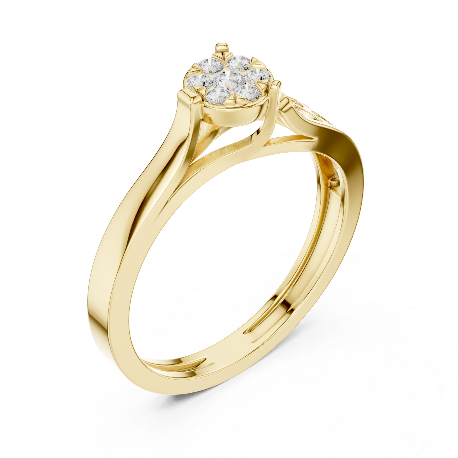 Gold Floral Whisper Band Ring Right View
