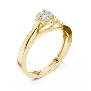 Gold Floral Whisper Band Ring Right View