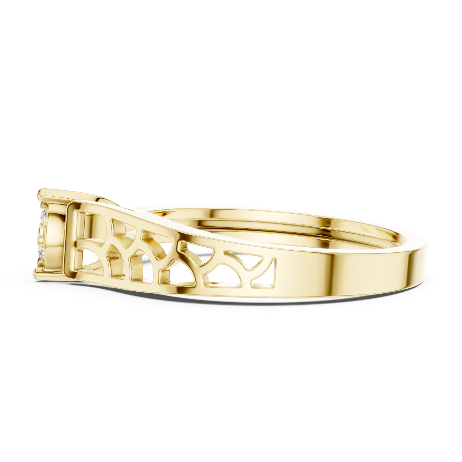  Gold Floral Whisper Band Ring Side View