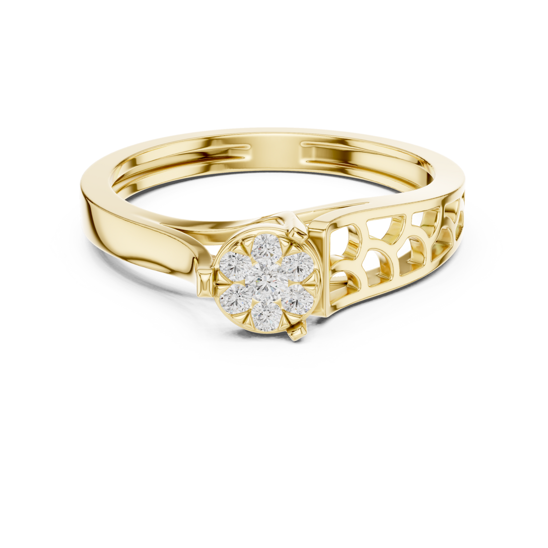 Gold Floral Whisper Band Ring Right View