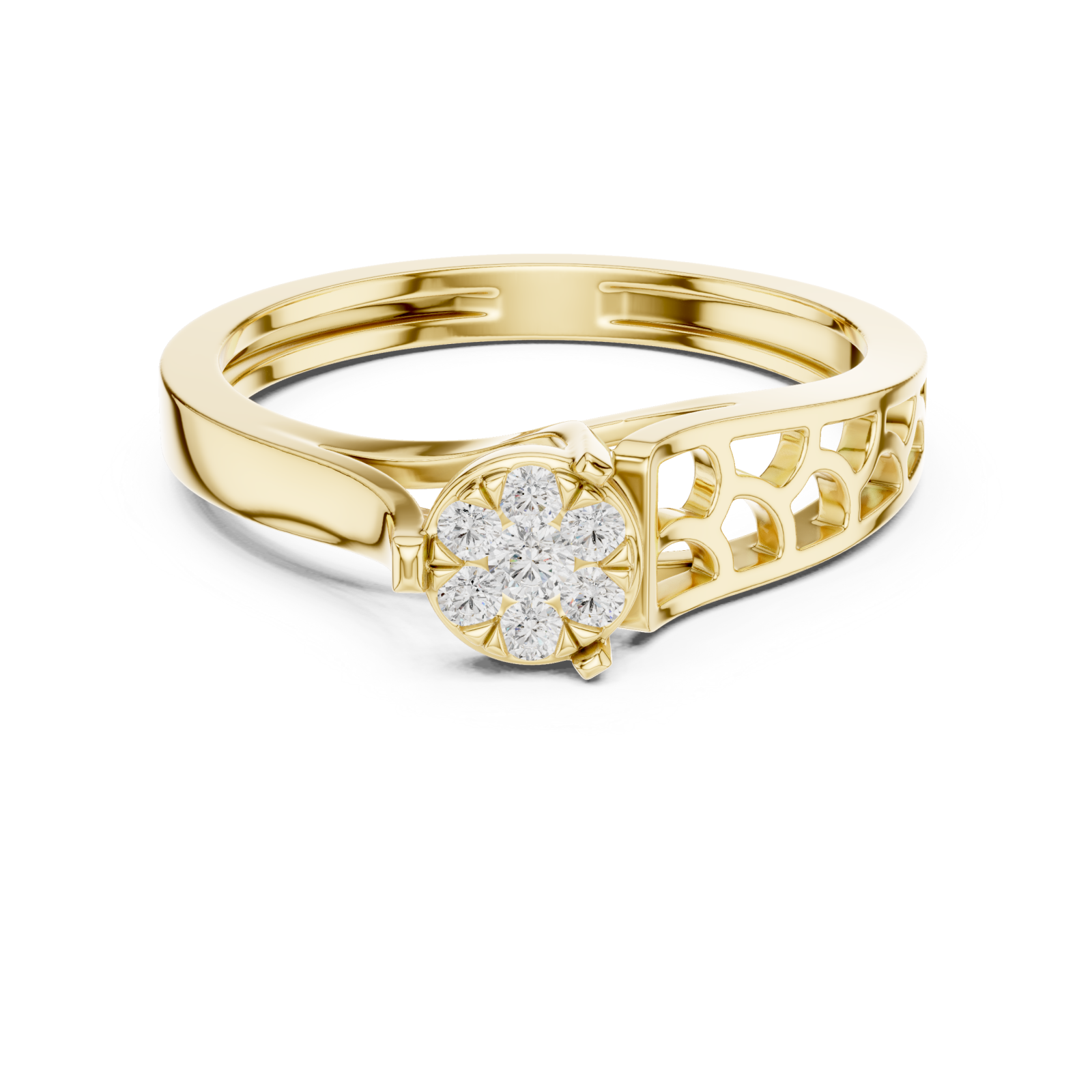  Gold Floral Whisper Band Ring Front View
