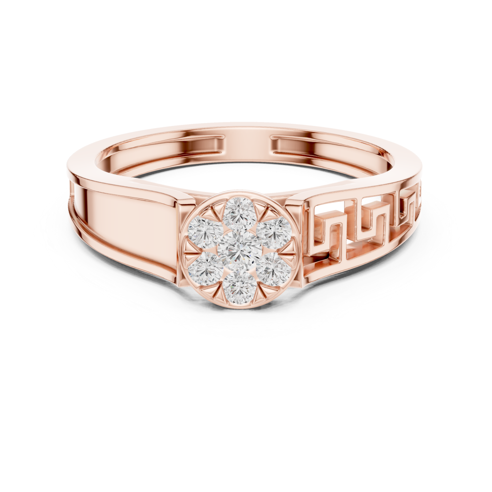  Rose Gold Solstice Petal Cluster Band Front View