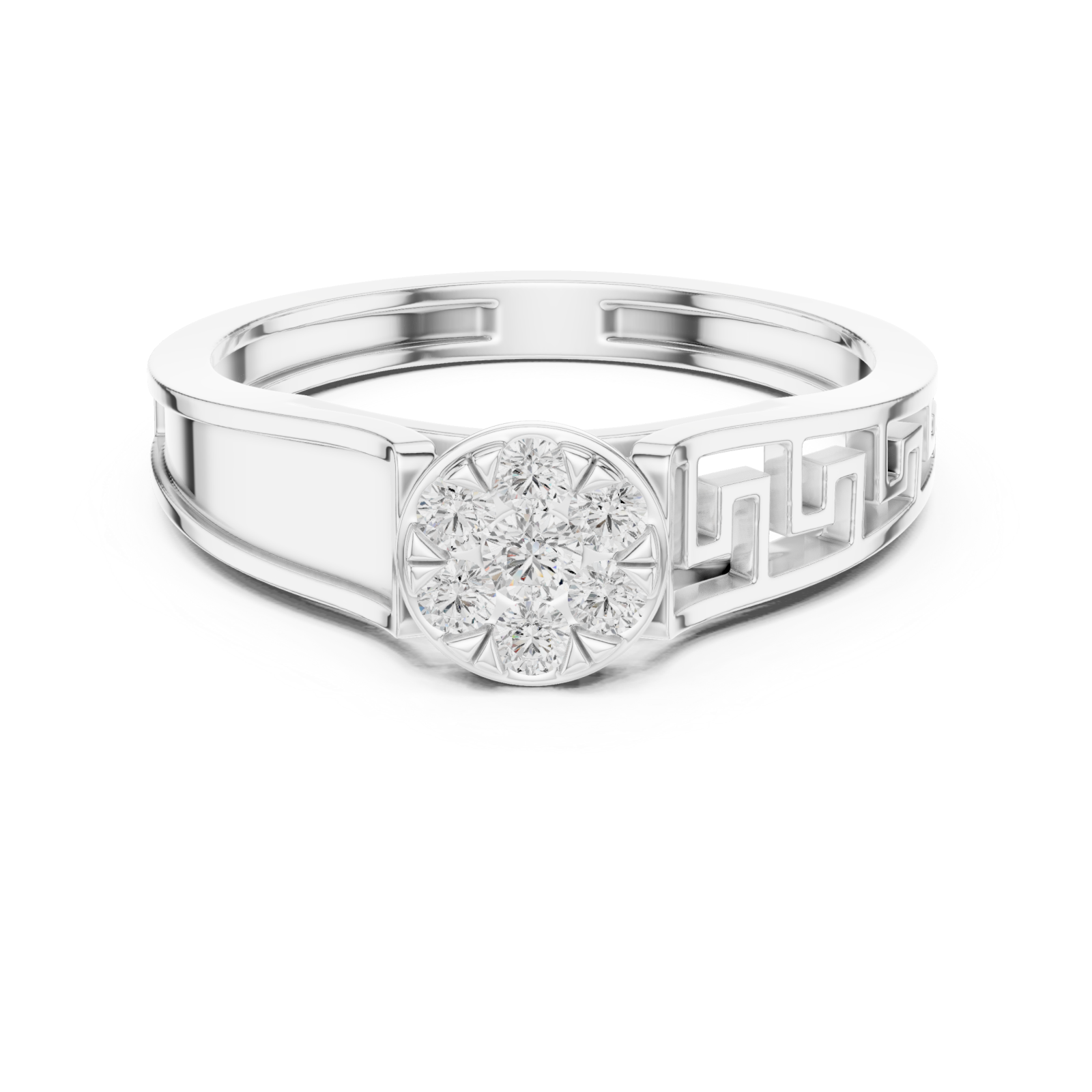  White Gold Solstice Petal Cluster Band Front View