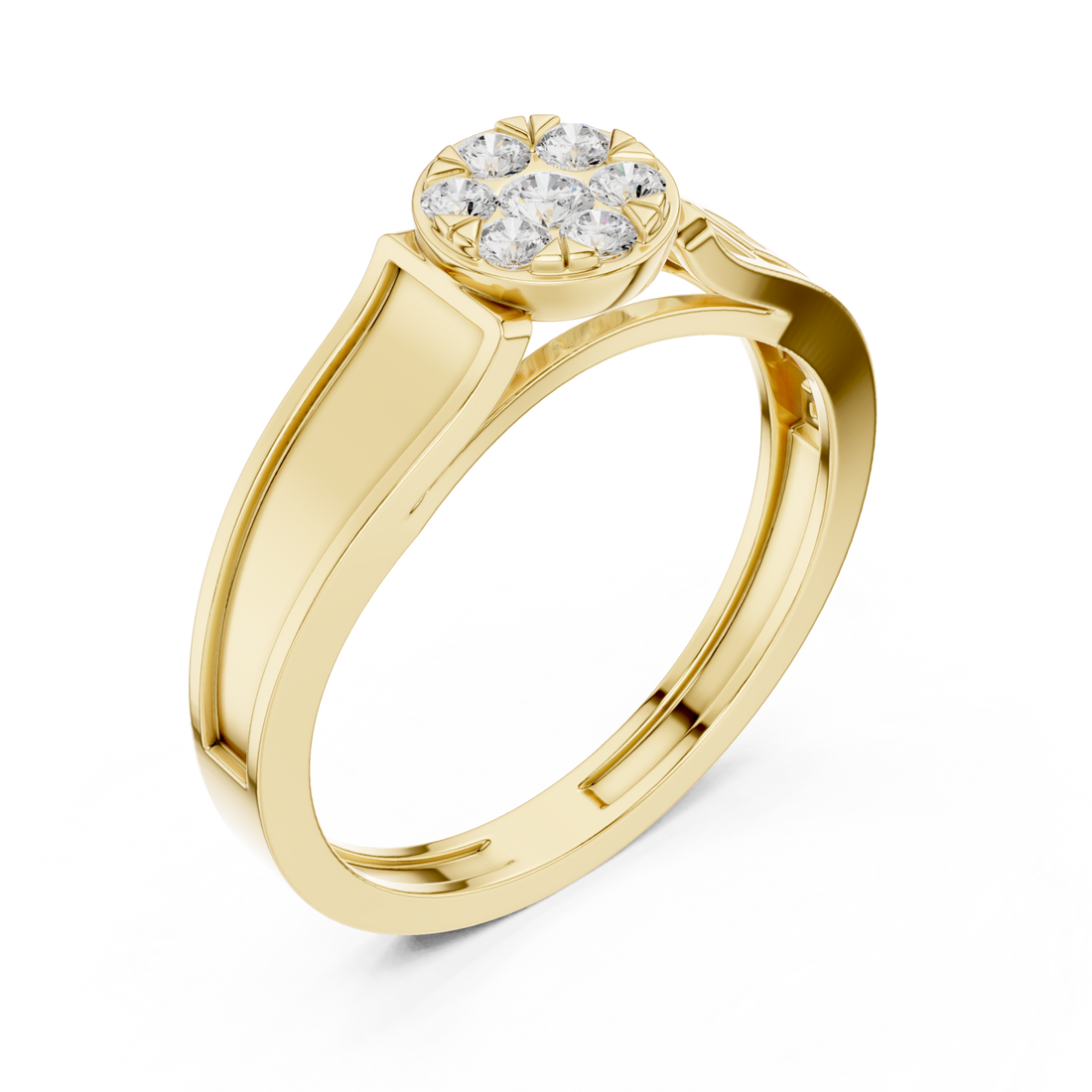Gold Solstice Petal Cluster Band Right View