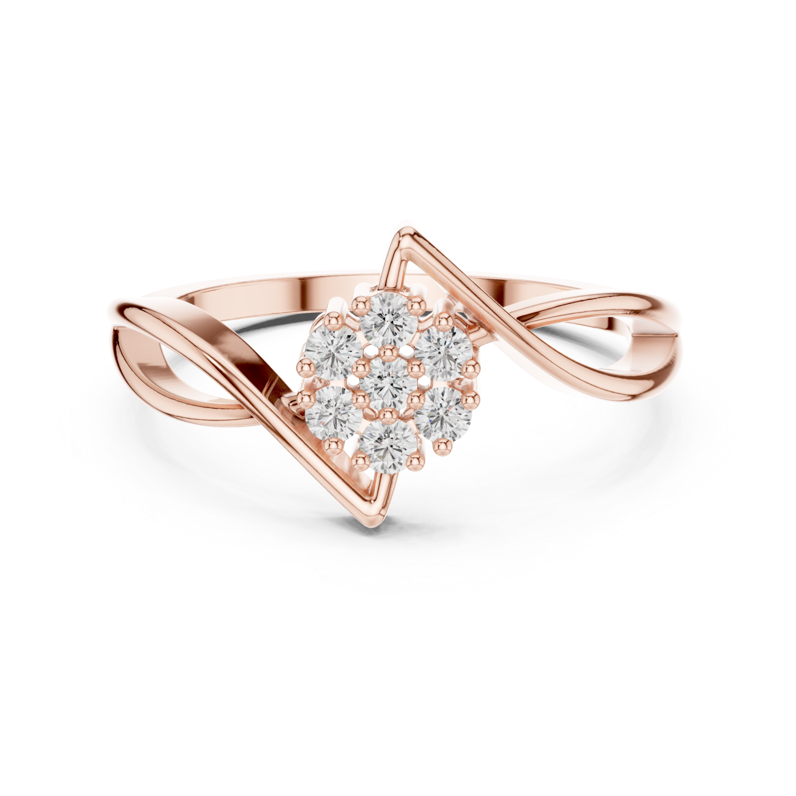  Rose Gold Celestial Embrace Ring Front View