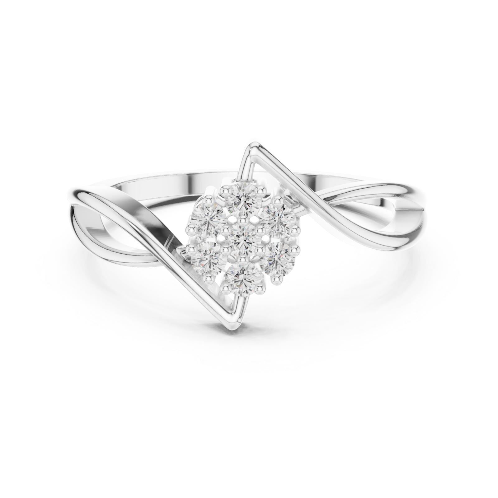  White Gold Celestial Embrace Ring Front View