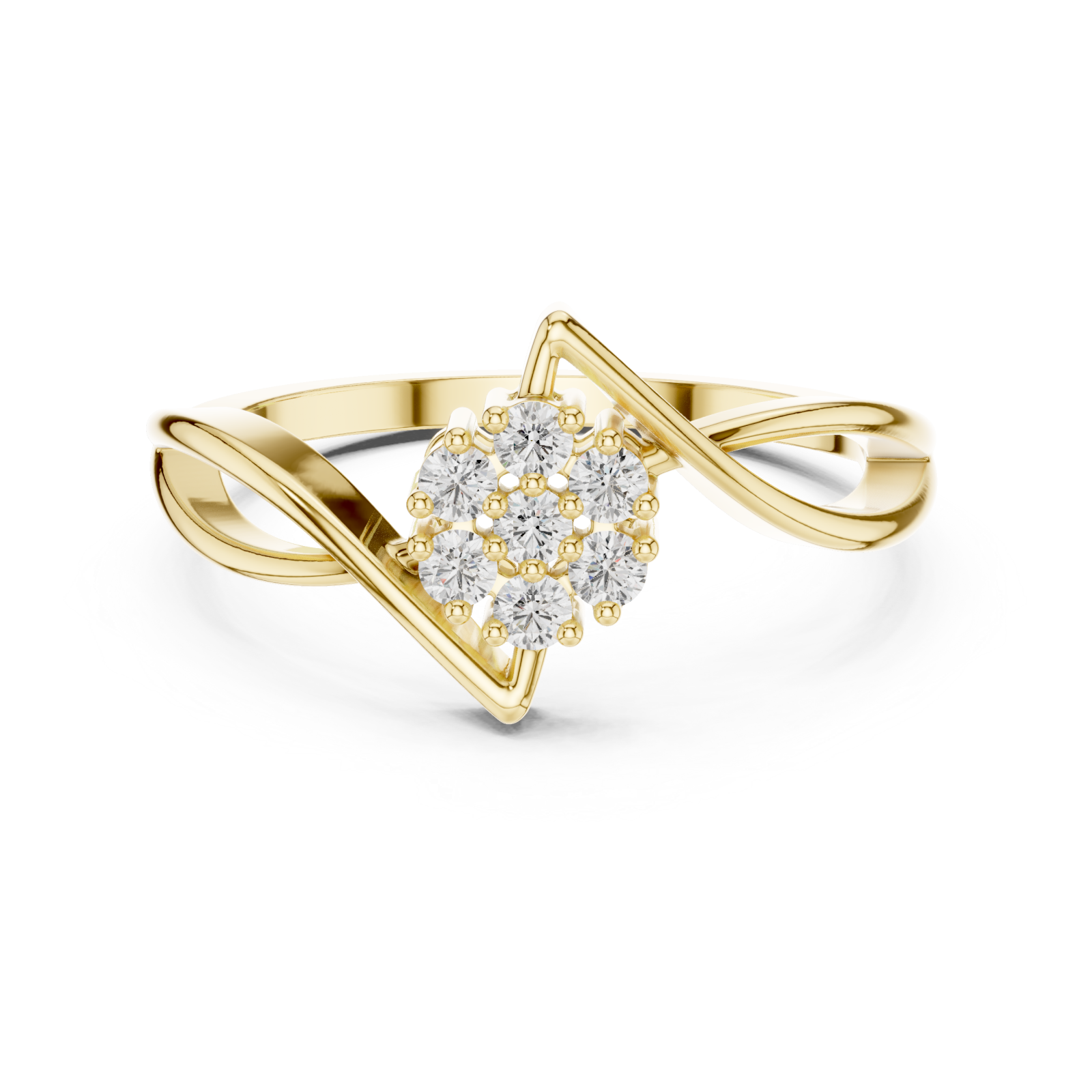  Gold Celestial Embrace Ring Front View