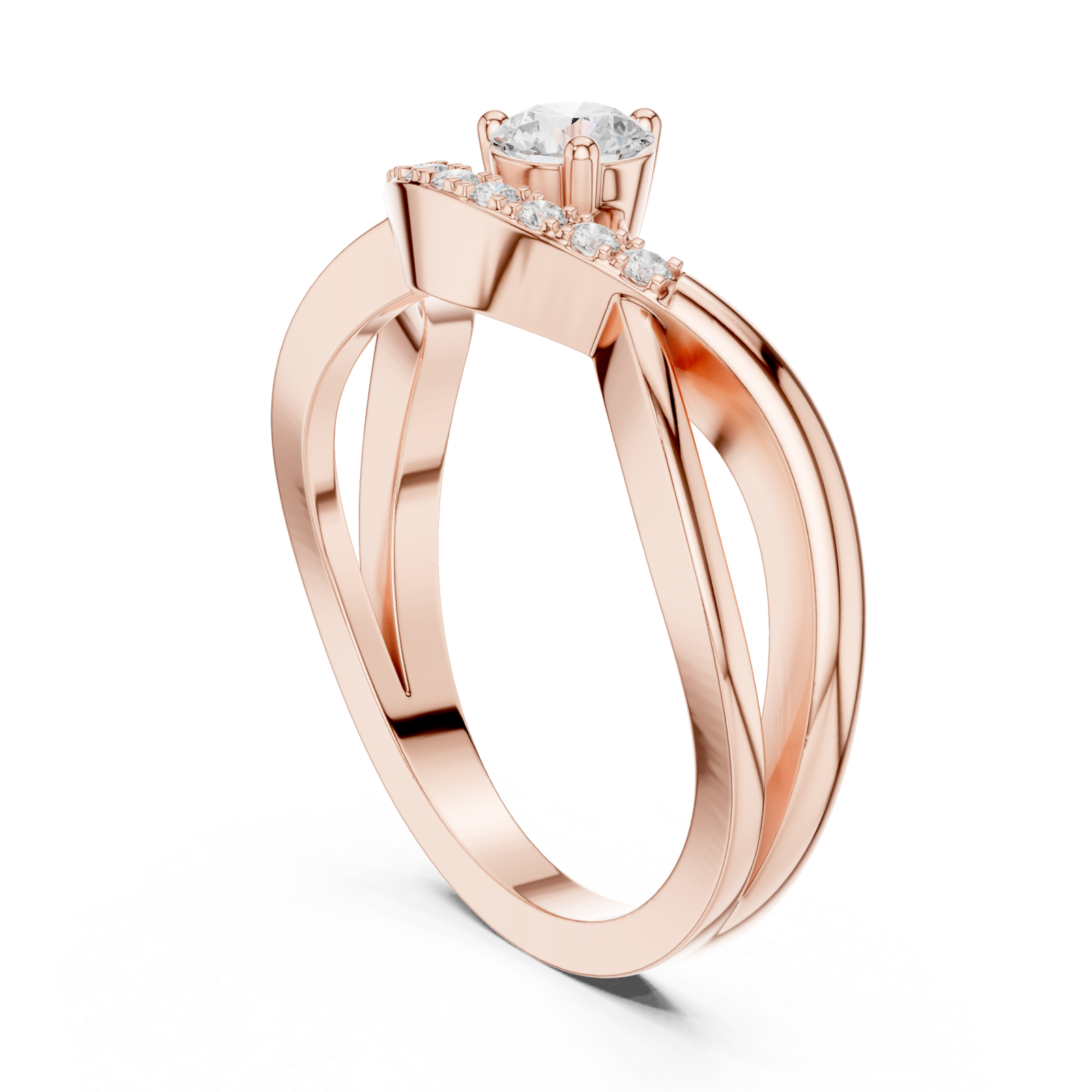  Rose Gold Opulent Grace Solitaire Ring Left View